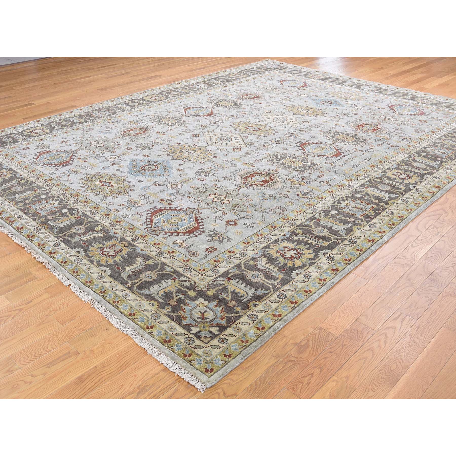 9-1 x11-9  Gray Karajeh Design Hand Knotted Pure Wool Oriental Rug 
