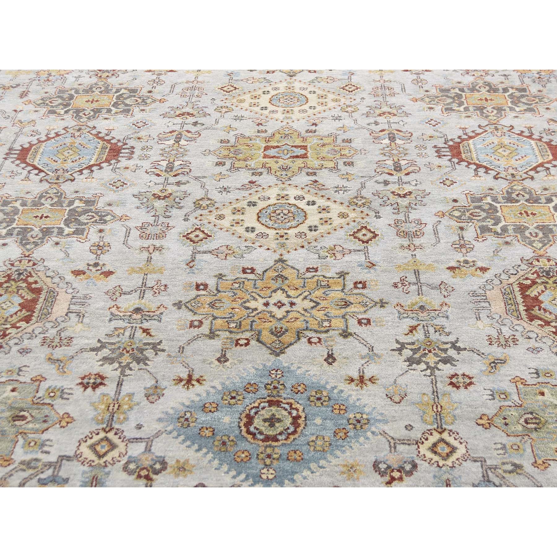 9-1 x11-9  Gray Karajeh Design Hand Knotted Pure Wool Oriental Rug 