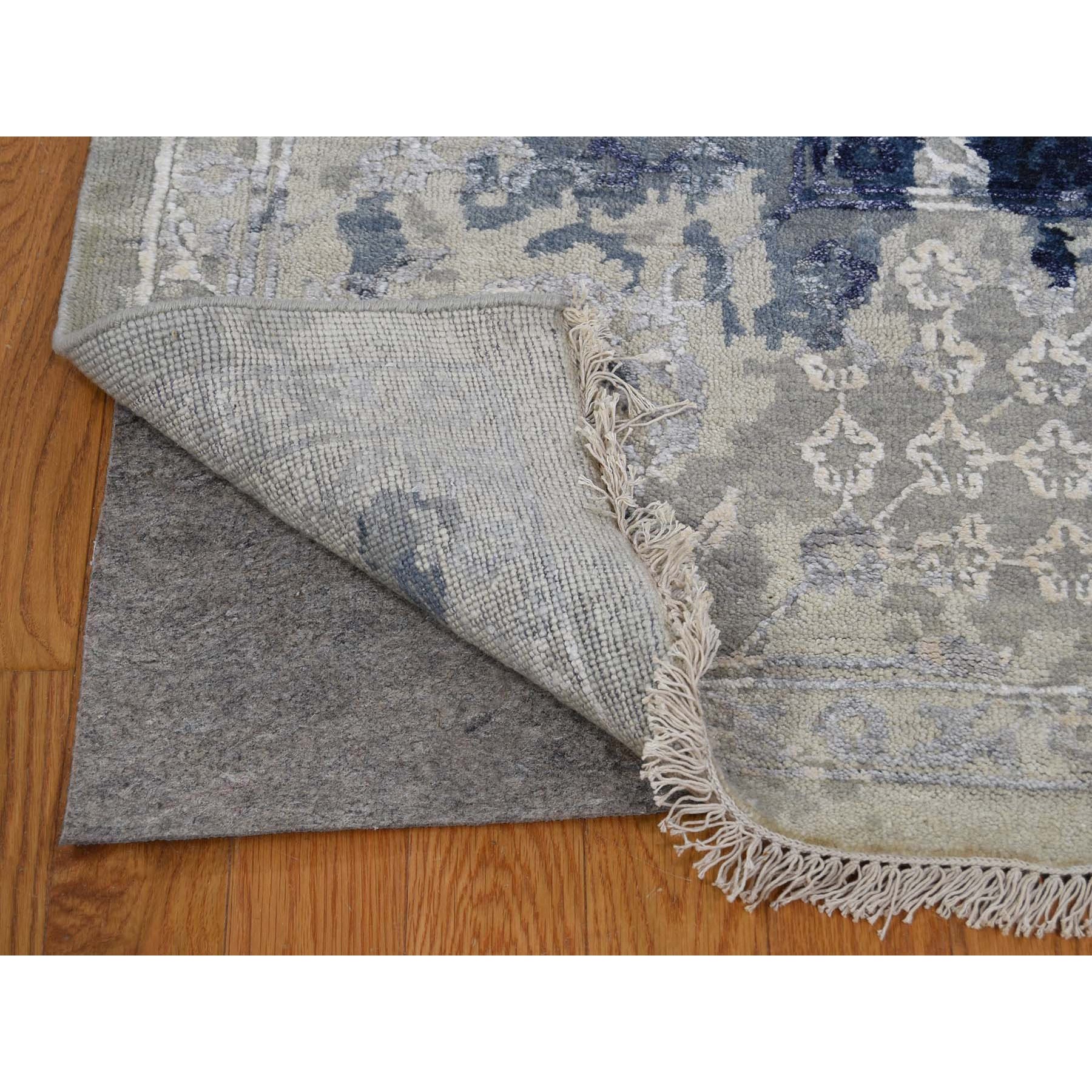 9-x11-9  Shibori Design Wool And Silk Tone On Tone Hand Knotted Oriental Rug 