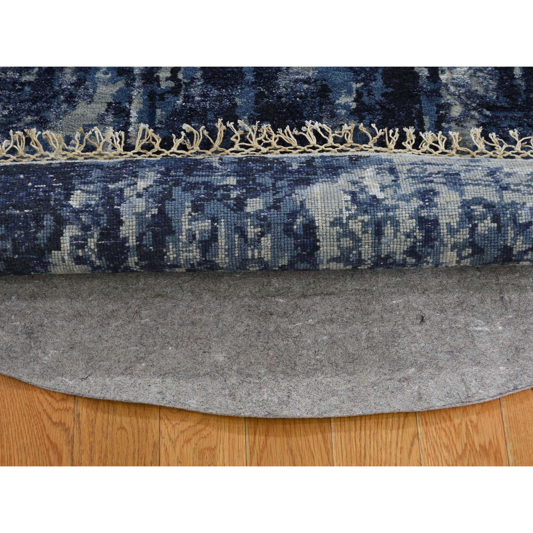 6-x6- Round Wool And Silk Shibori Design Tone On Tone Hand Knotted Oriental Rug 