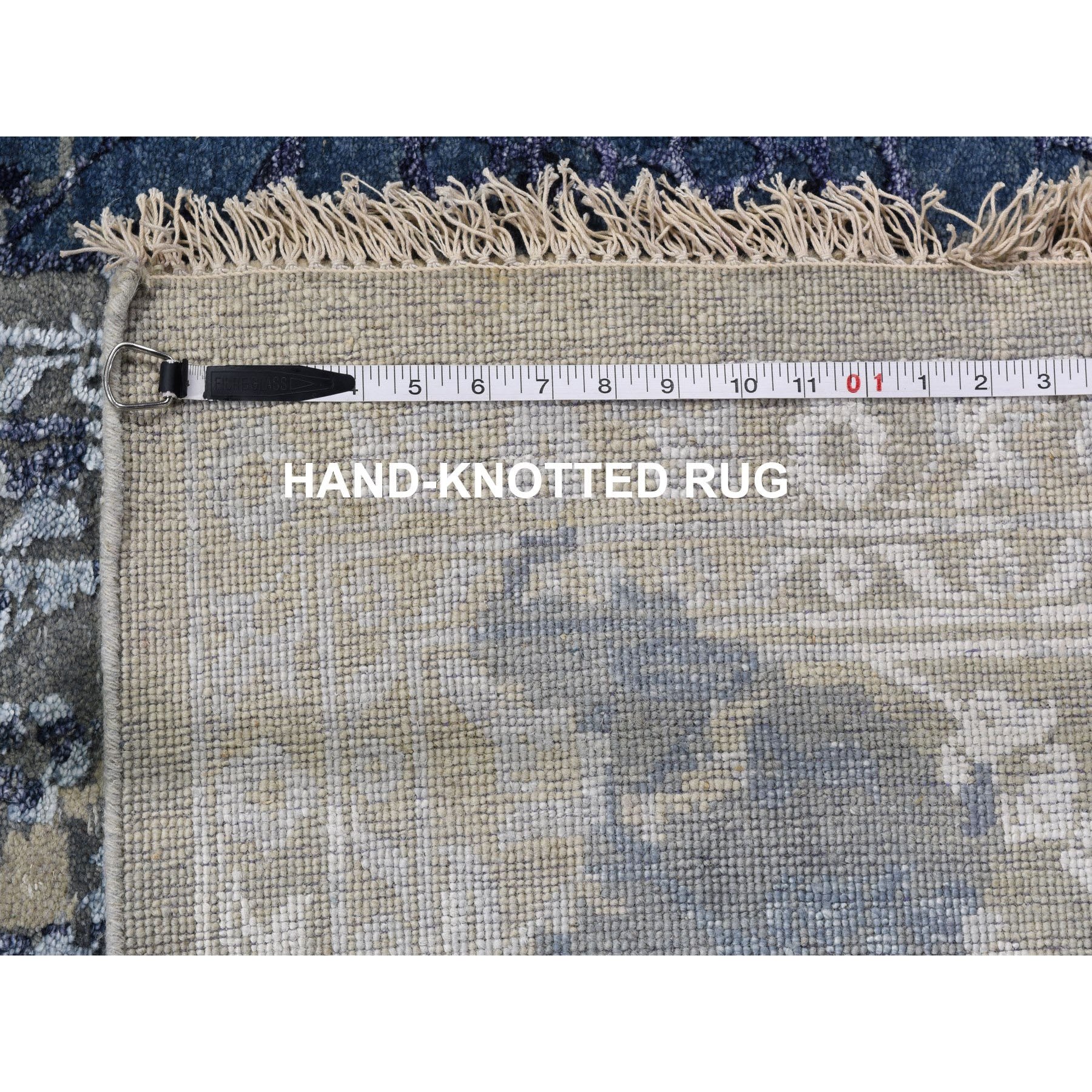 10-x13-10  Wool And Silk Shibori Design Tone On Tone Hand Knotted Oriental Rug 