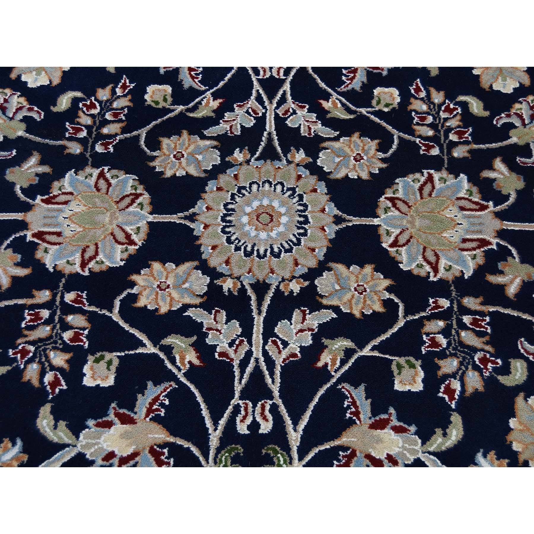 8-1 x10-1  Navy Blue Rectangle Nain Wool And Silk All Over Design 250 KPSI Hand Knotted Oriental Rug 