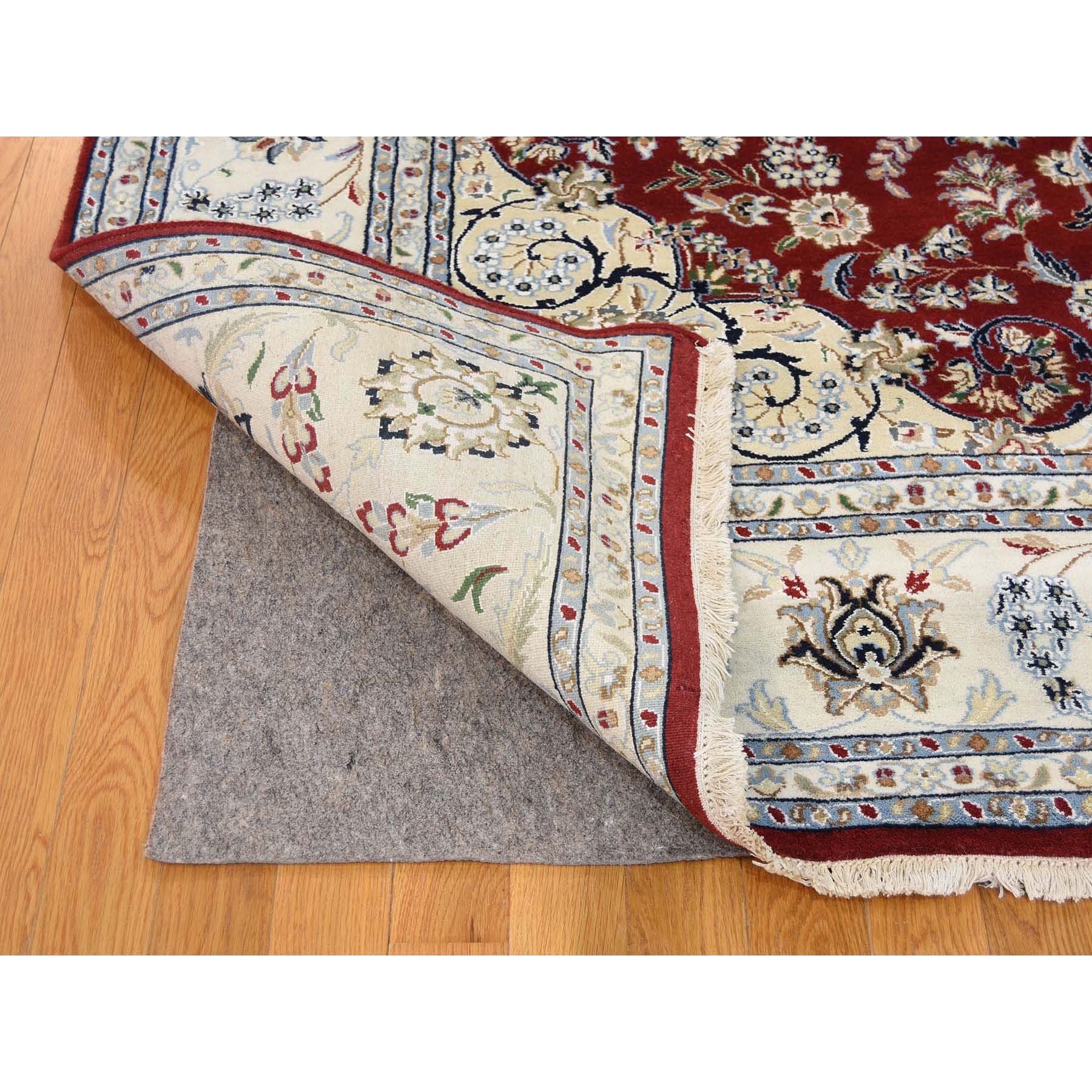 8-x10-1  Red Wool And Silk 250 KPSI Nain Hand Knotted Oriental Rug 