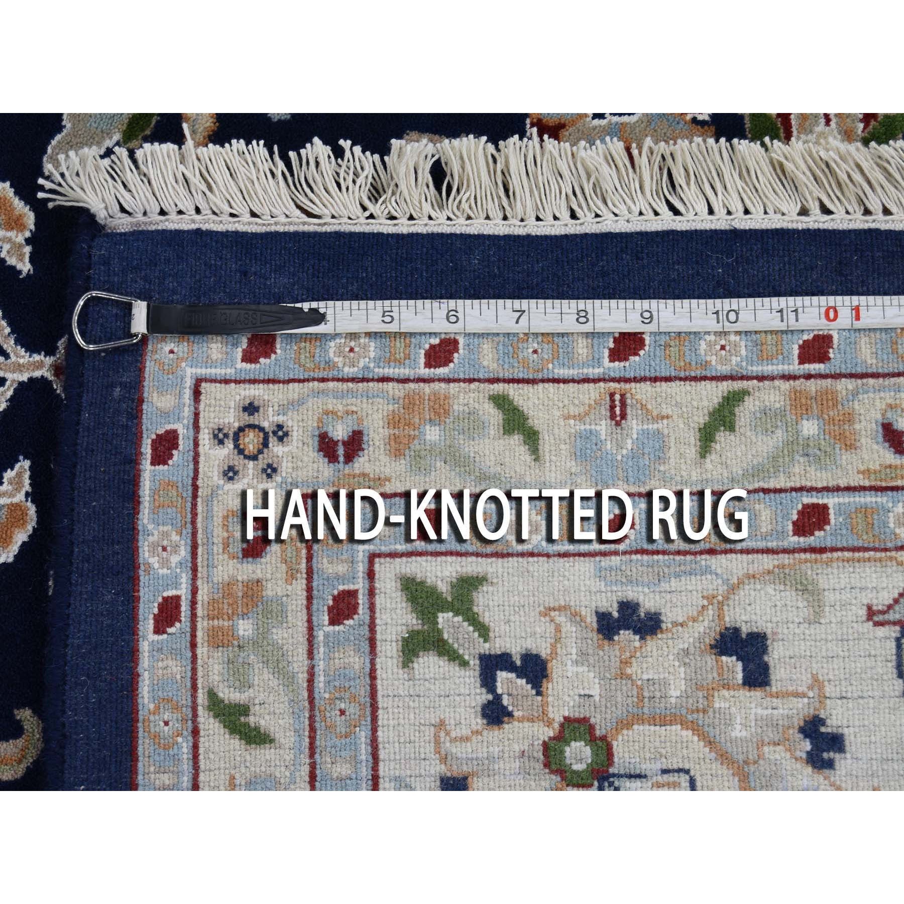 9-x11-9  Wool And Silk 250 KPSI All Over Design Navy Blue Nain Hand Knotted Oriental Rug 
