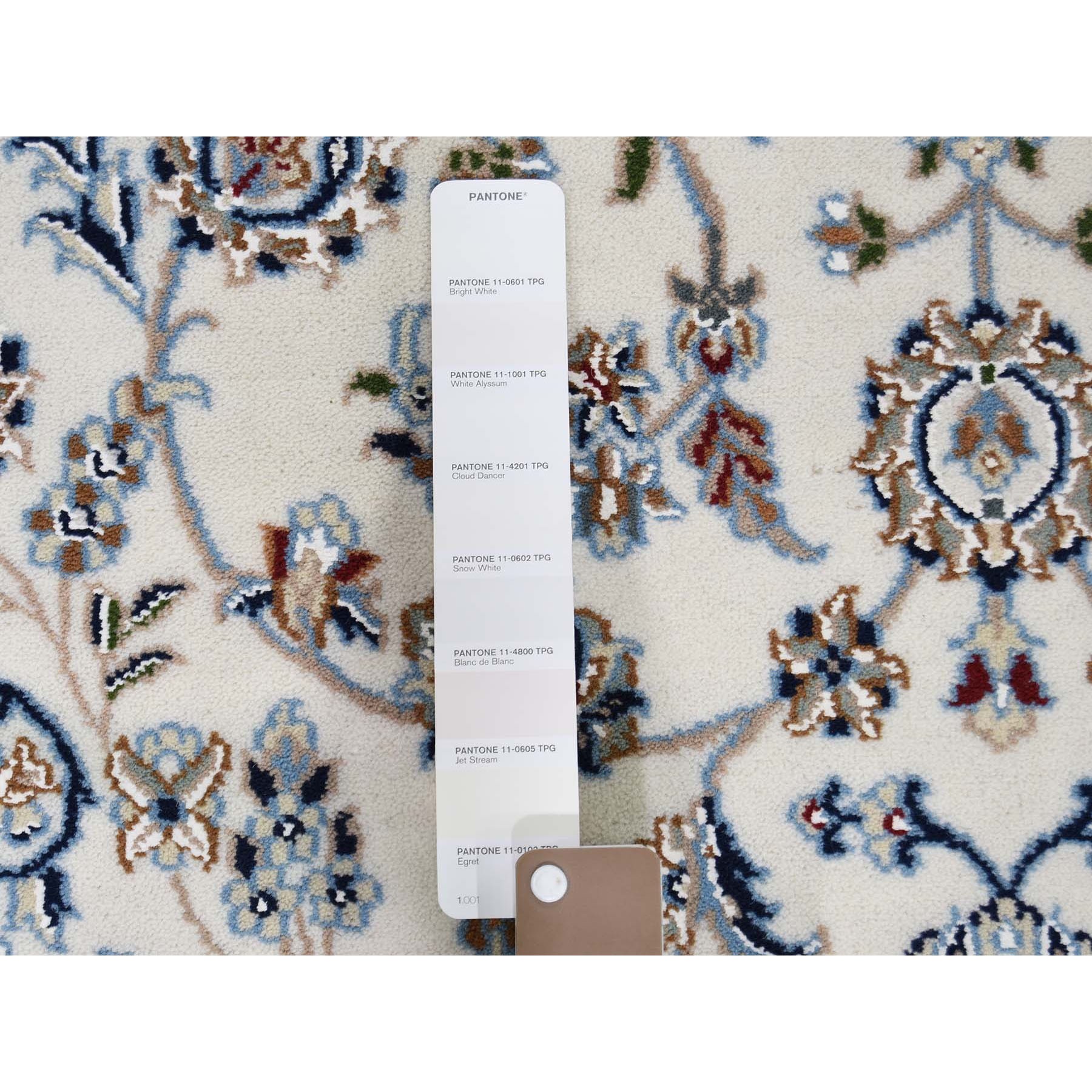 3'10"x6' Ivory Nain Wool And Silk 250 KPSI Hand Knotted Oriental Rug