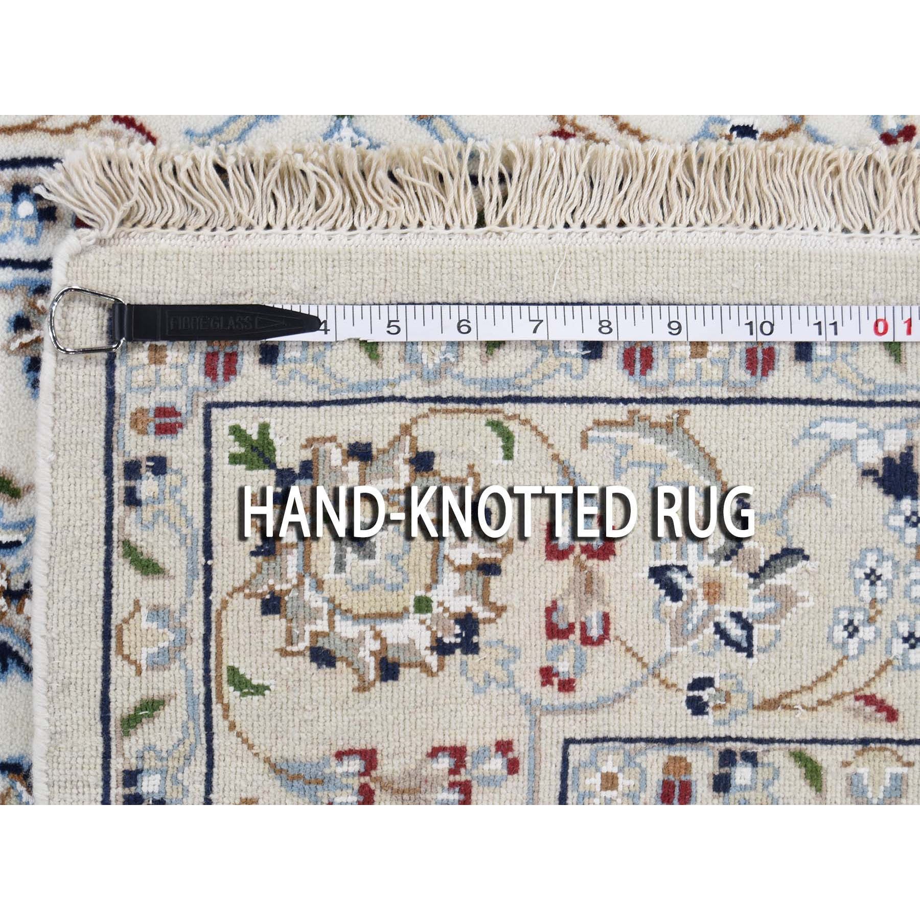 3'10"x6' Ivory Nain Wool And Silk 250 KPSI Hand Knotted Oriental Rug