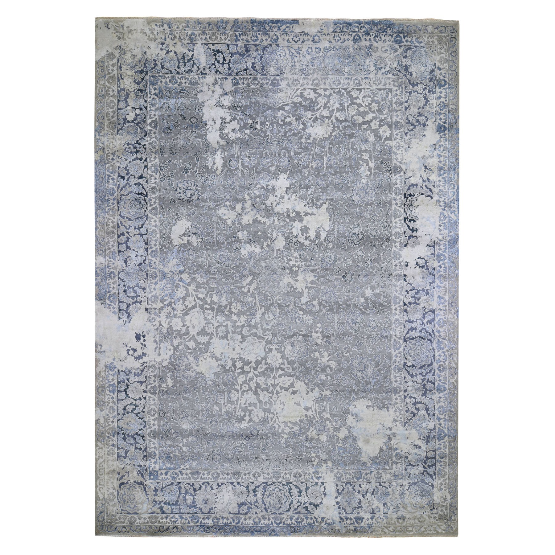 10'X13'10" Gray Broken Persian Design With Pure Silk Hand Knotted Oriental Rug moad770d