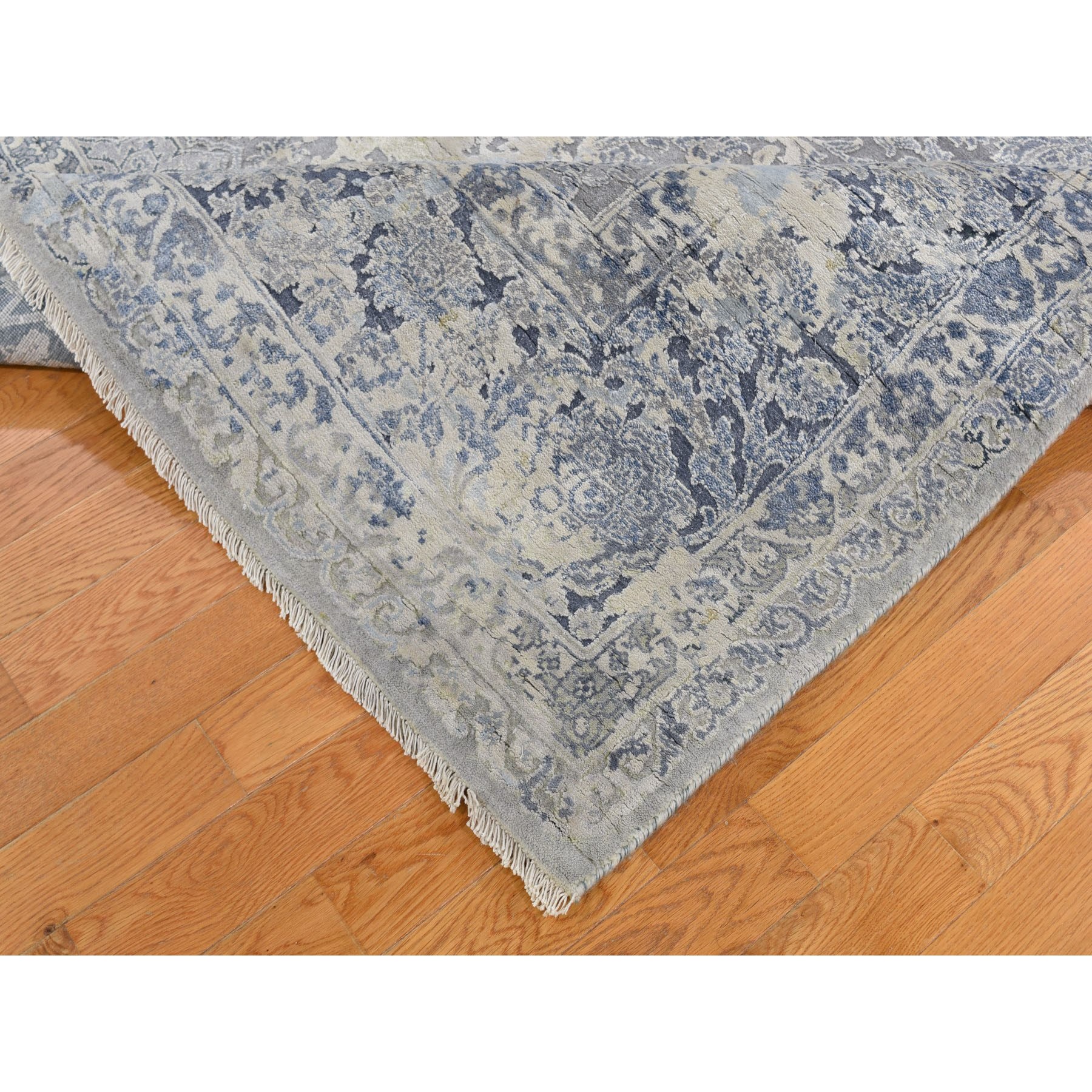 8-x10- Gray Broken Persian Design With Pure Silk Hand Knotted Oriental Rug 
