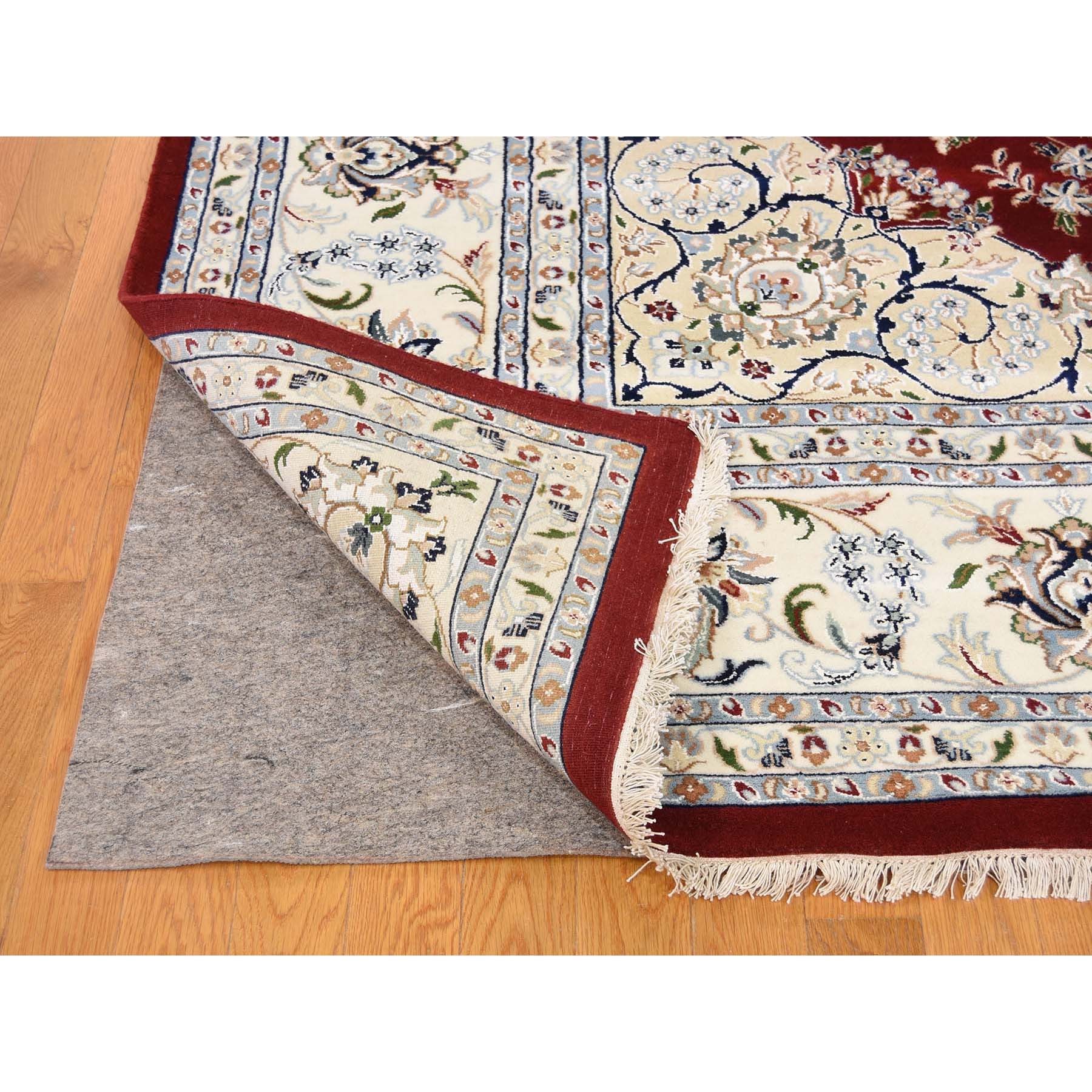 10-x14-2  Wool And Silk Red Nain 250 KPSI Hand knotted Oriental Rug 