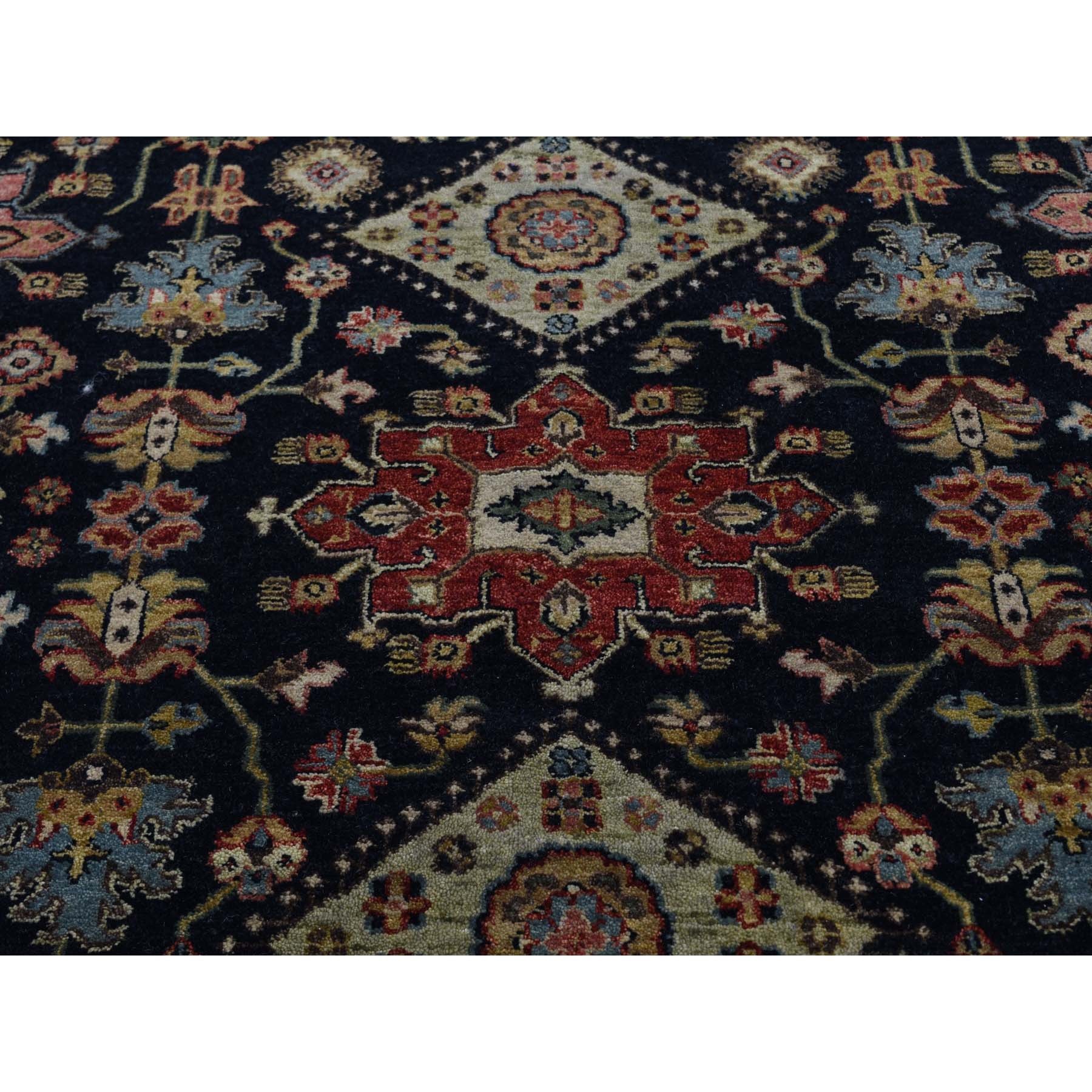 9-10 x9-10  Square Black Hand Knotted Karajeh Design Pure Wool Oriental Rug 