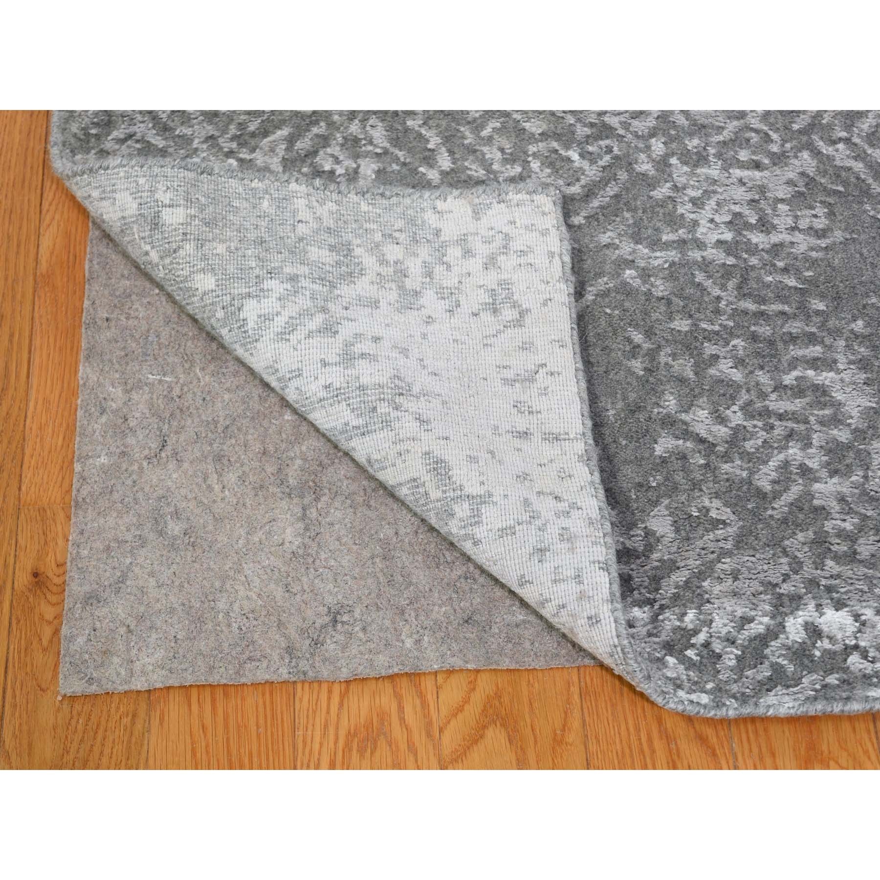 9-10 x14-2  Gray Erased Design Wool And Silk Hand Loomed Oriental Rug 