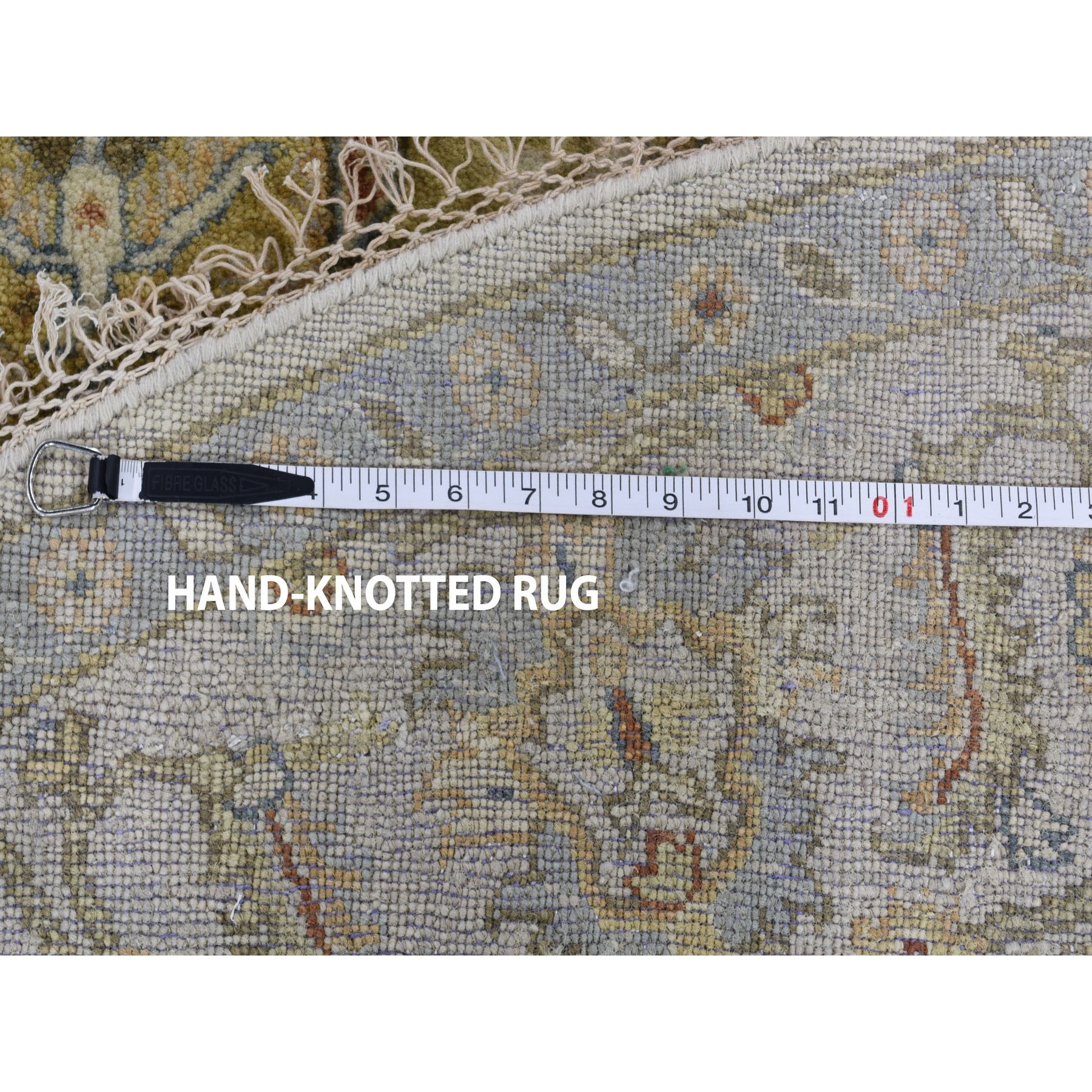 8-x8- Round Ivory Karajeh Design Pure Wool Hand Knotted Oriental Rug 