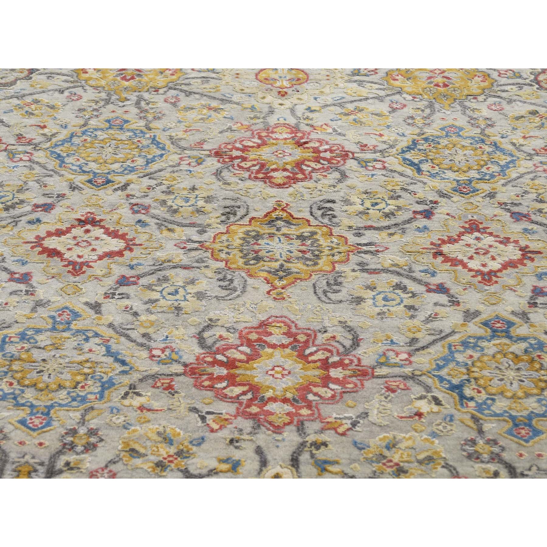 11-8 x11-8  THE SUNSET ROSETTES Pure Silk and Wool Hand Knotted Oriental Round Rug 