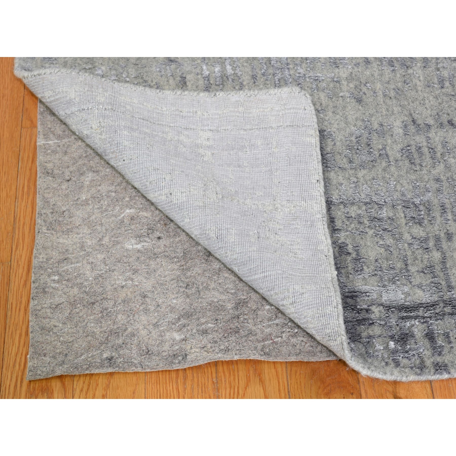 8-10 x12- Gray Fine jacquard Hand-Loomed Modern Wool And Silk Oriental Rug 