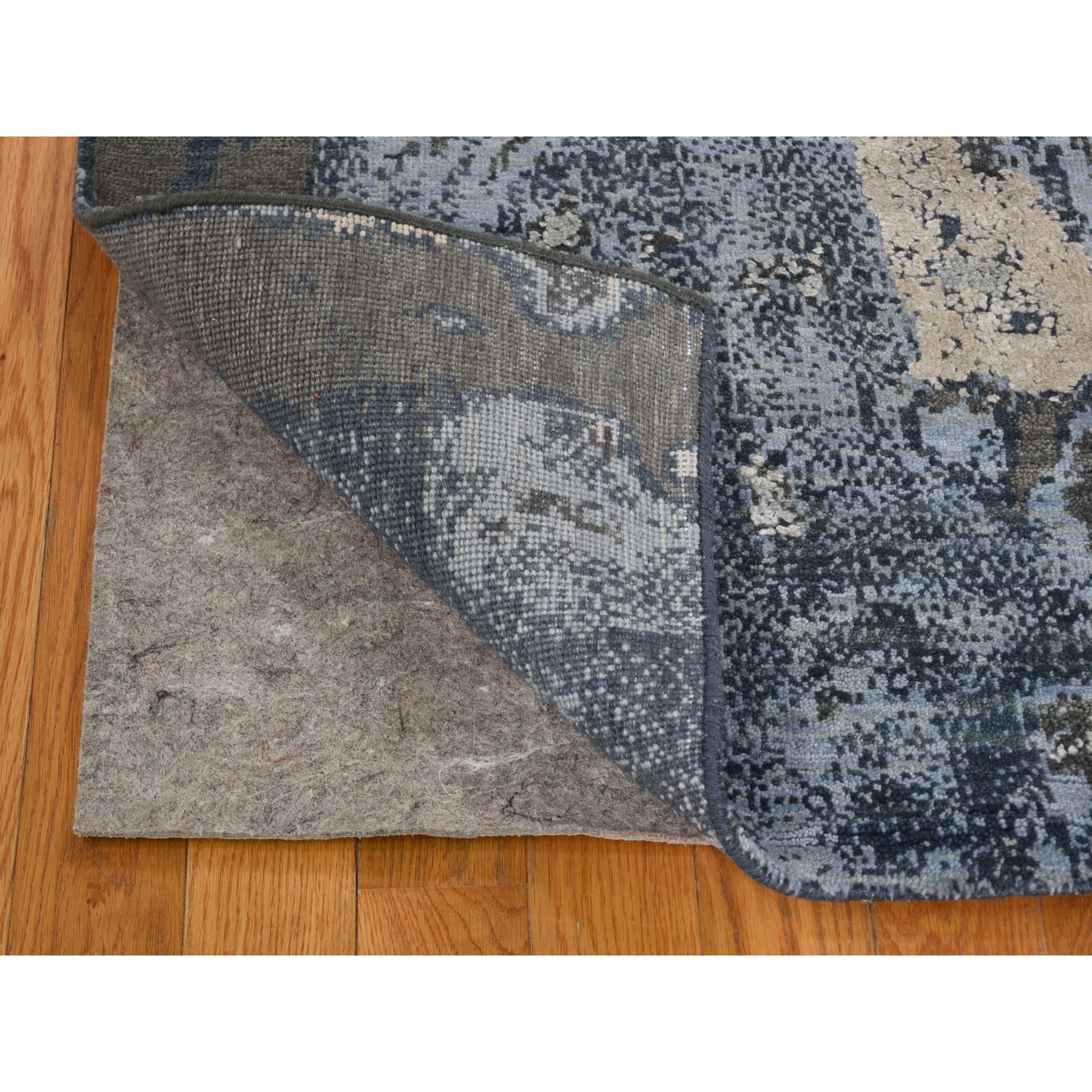 6-x9-2  Blue Geological Design Wool And Pure Silk Hand Knotted Oriental Rug 