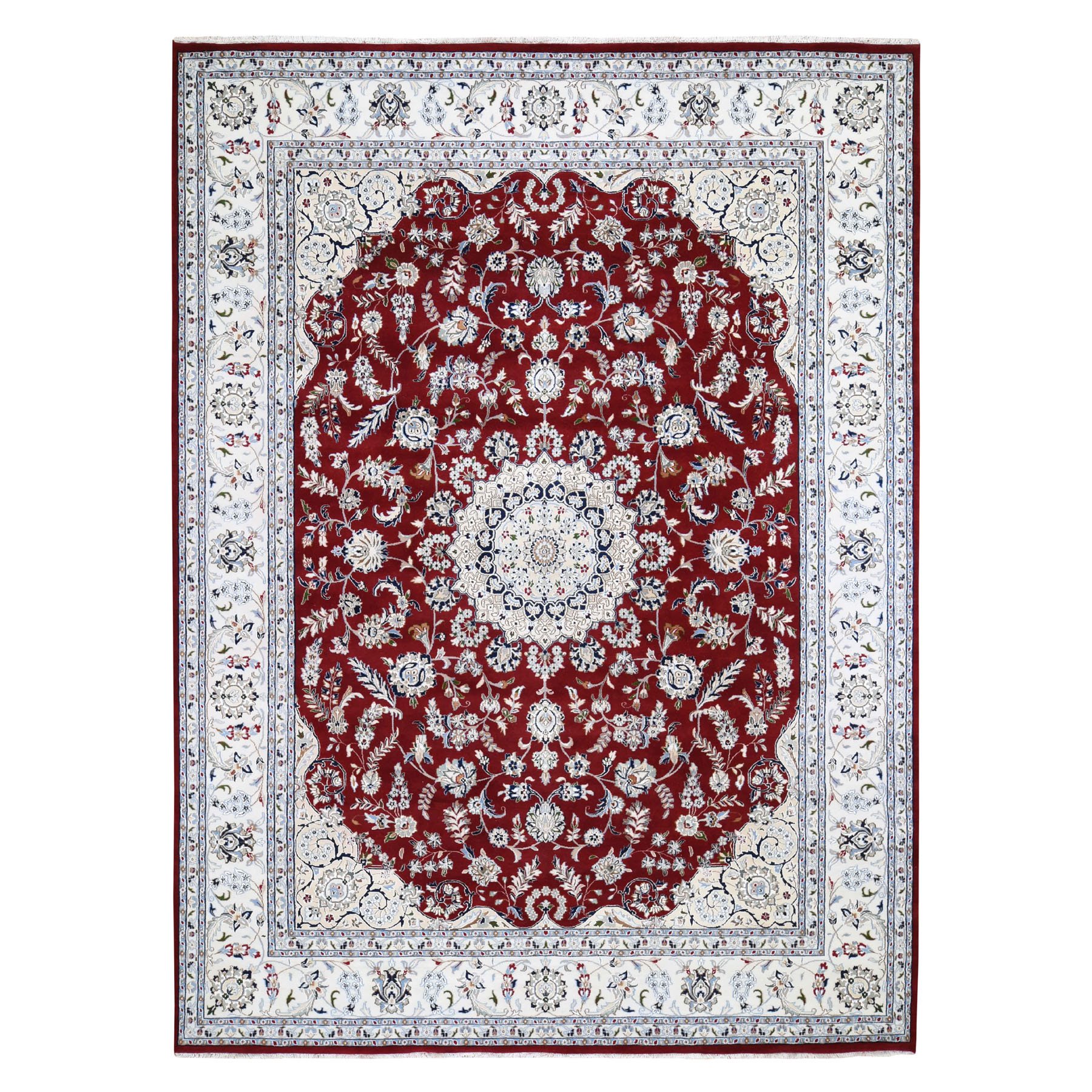 9'X12'1" Red Wool And Silk Nain 250 Kpsi Hand Knotted Oriental Rug moad78ab