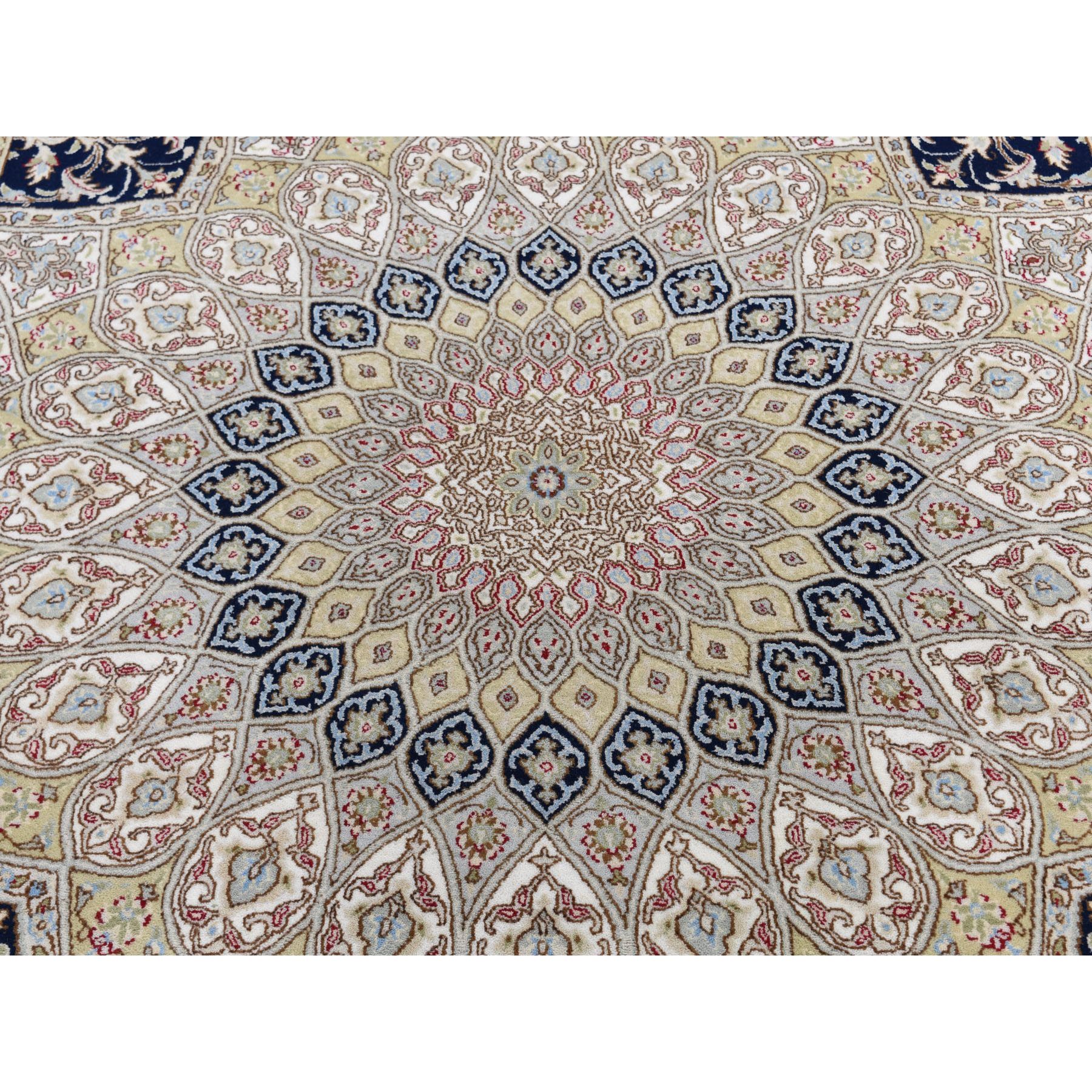 6-x9- Gray Nain With Gumbad Design Wool and Silk Hand Knotted Oriental Rug 