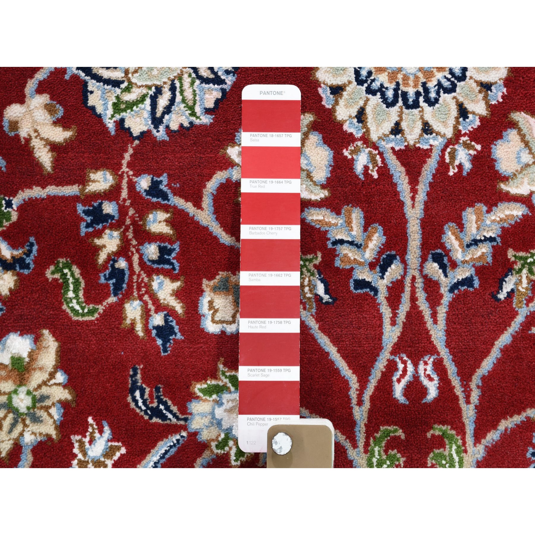 8-x10- Red Wool and Silk All Over Design Nain 250 KPSI Hand Knotted Oriental Rug 