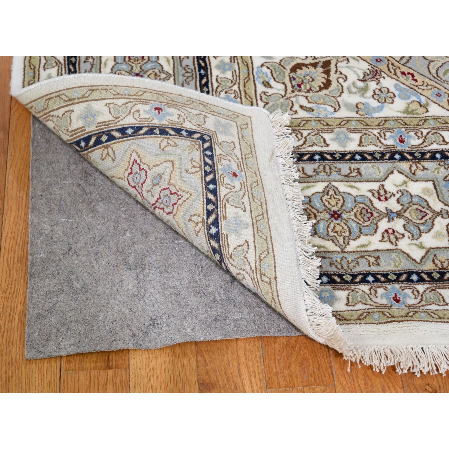 8-3 x10-2  Gray Nain With Gumbad Design Wool and Silk Hand Knotted Oriental Rug 