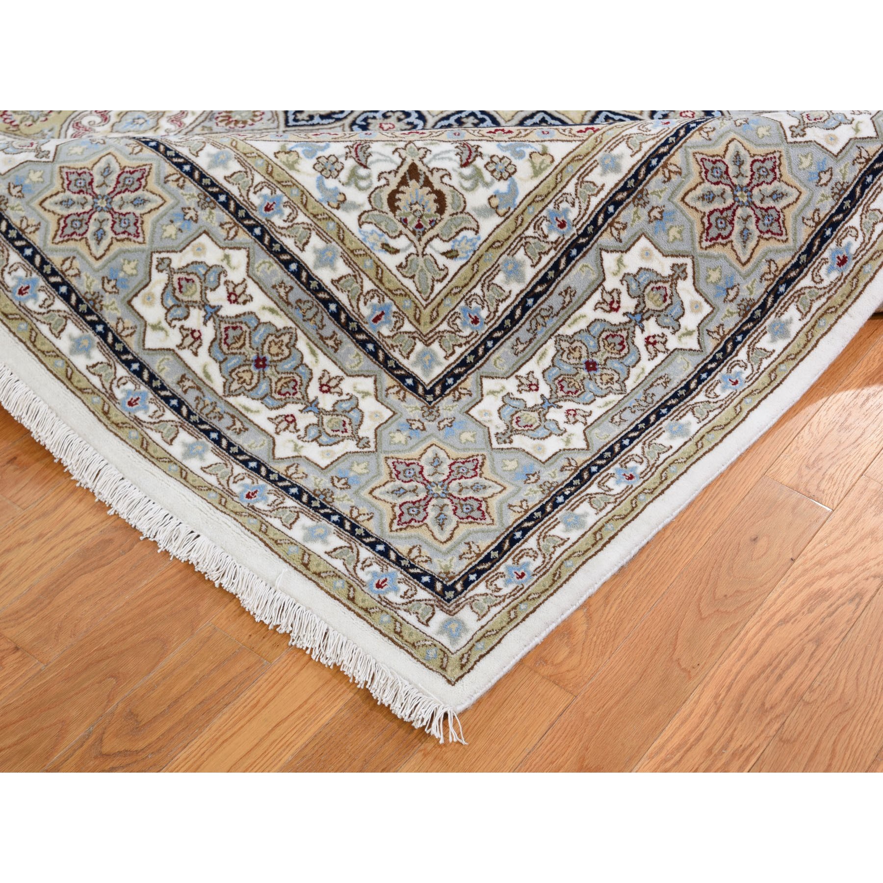 8-3 x10-2  Gray Nain With Gumbad Design Wool and Silk Hand Knotted Oriental Rug 