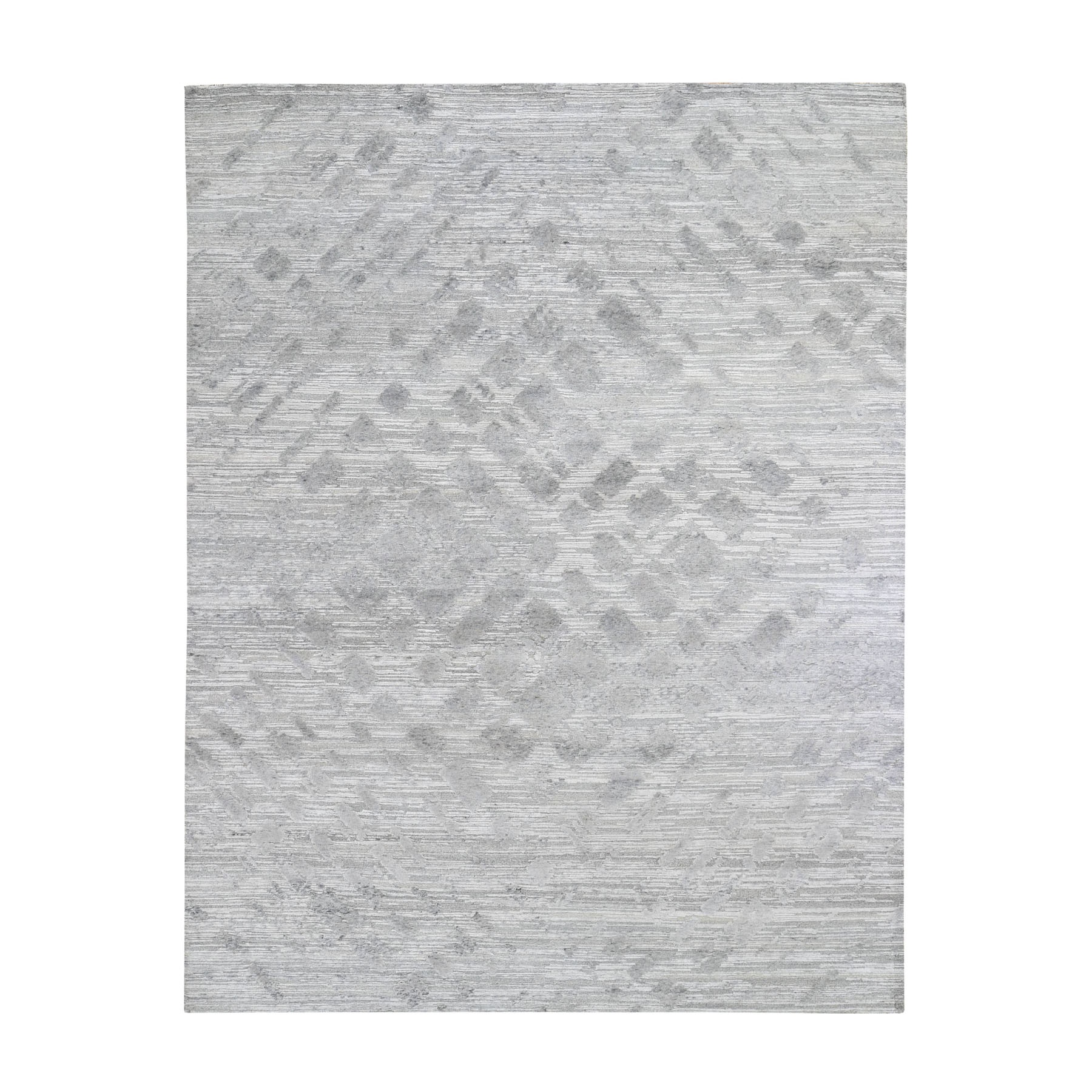 8'2"X10'2" Silver Hand Spun Undyed Natural Wool Modern Hand Knotted Oriental Rug moad78cb