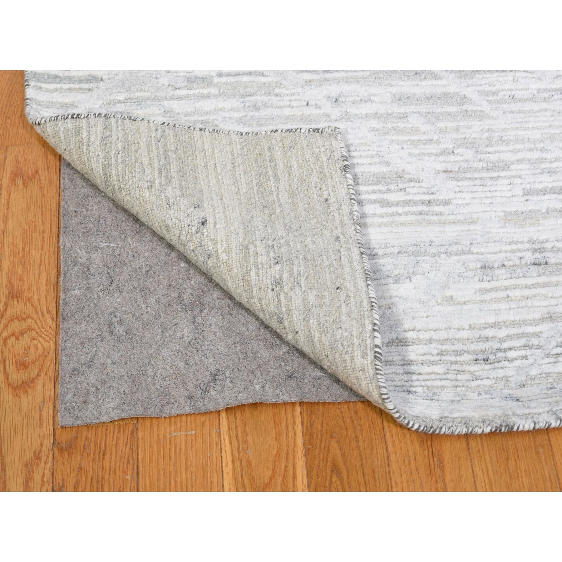 8-10 x12- Silver Hand Spun Undyed Natural Wool Modern Hand Knotted Oriental Rug 