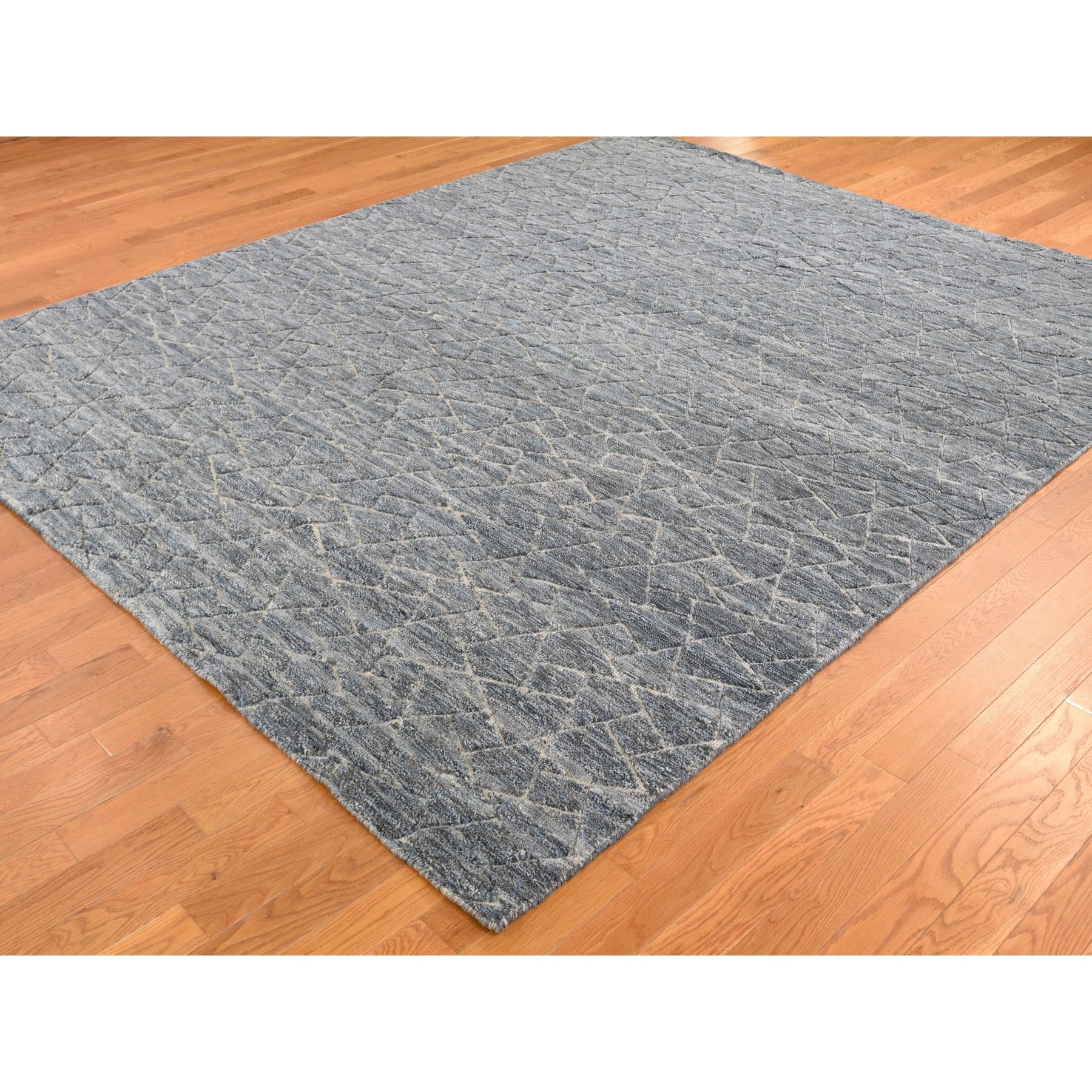 8-1 x9-10  Pure Wool And Carved Hi Low Pile Modern Hand Knotted Oriental Rug 