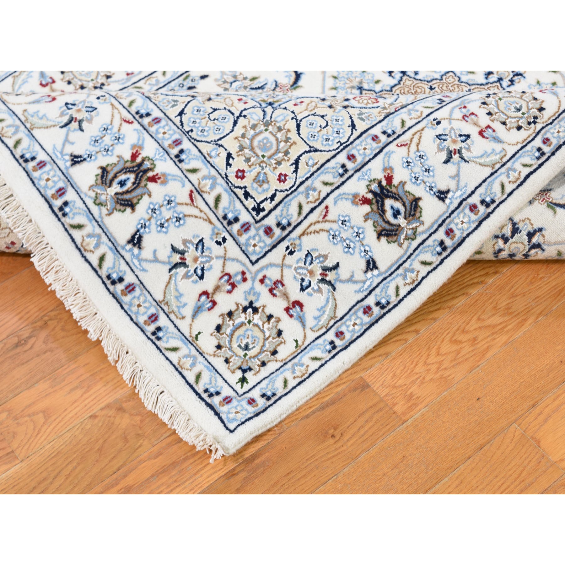 4-x12- Ivory Wide Runner Nain Wool And Silk 250 KPSI Hand Knotted Oriental Rug 