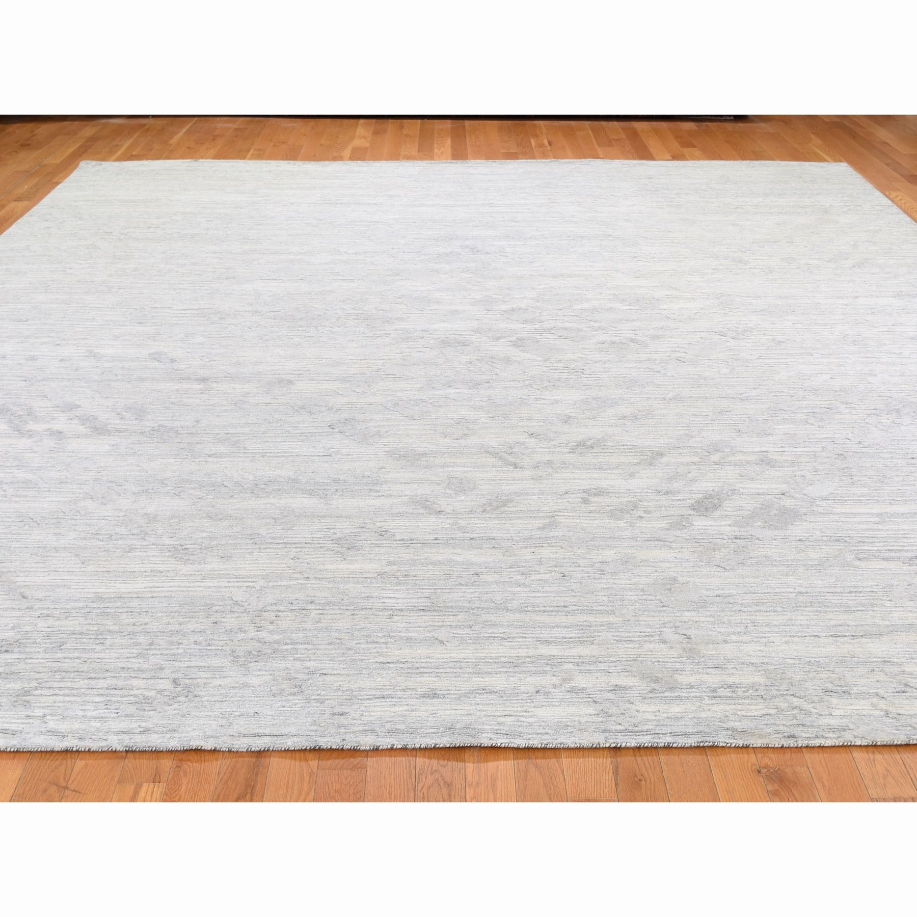 12-2 x2-2  Square Silver Hand Spun Undyed Natural wool Modern Hand Knotted Oriental Rug 