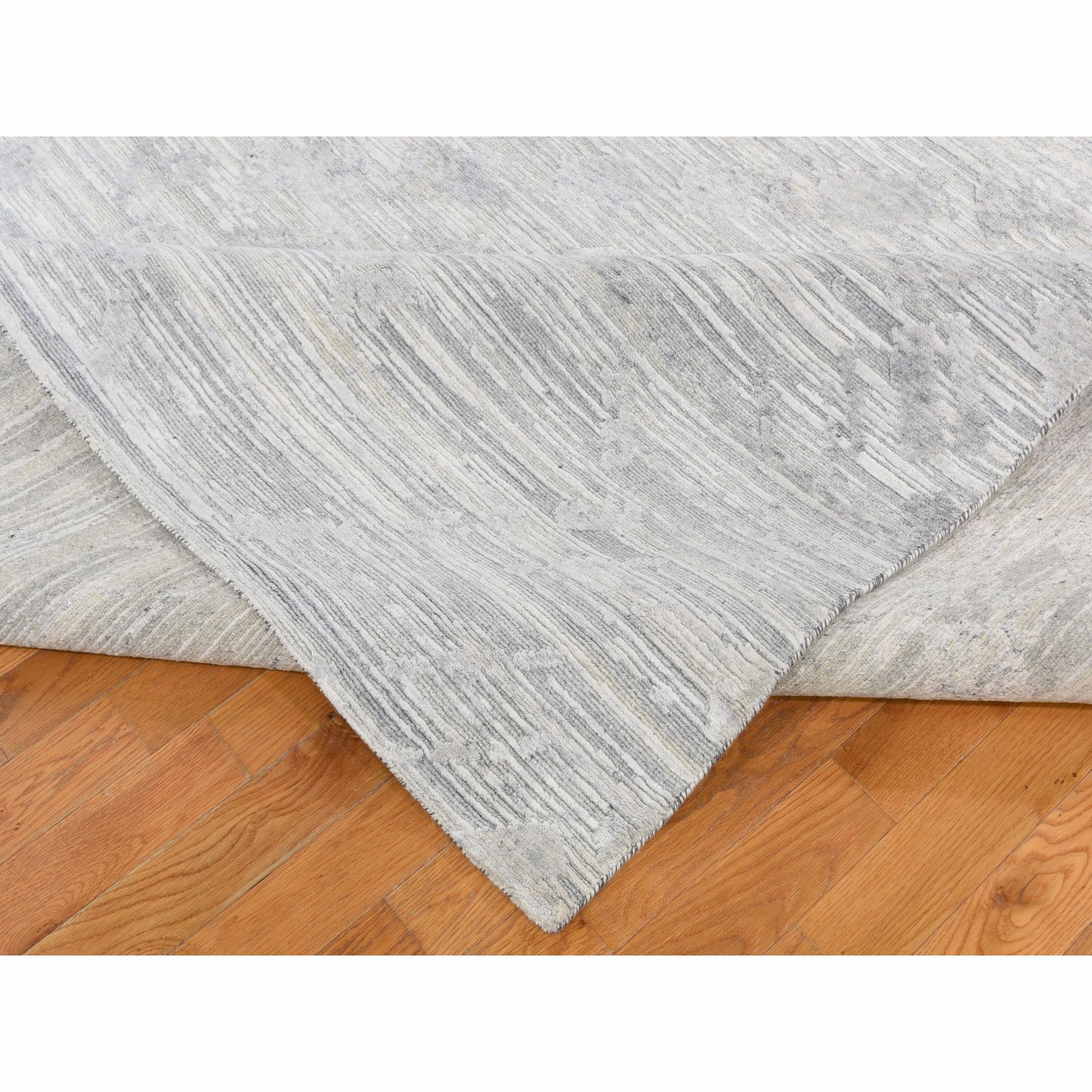 12-2 x2-2  Square Silver Hand Spun Undyed Natural wool Modern Hand Knotted Oriental Rug 