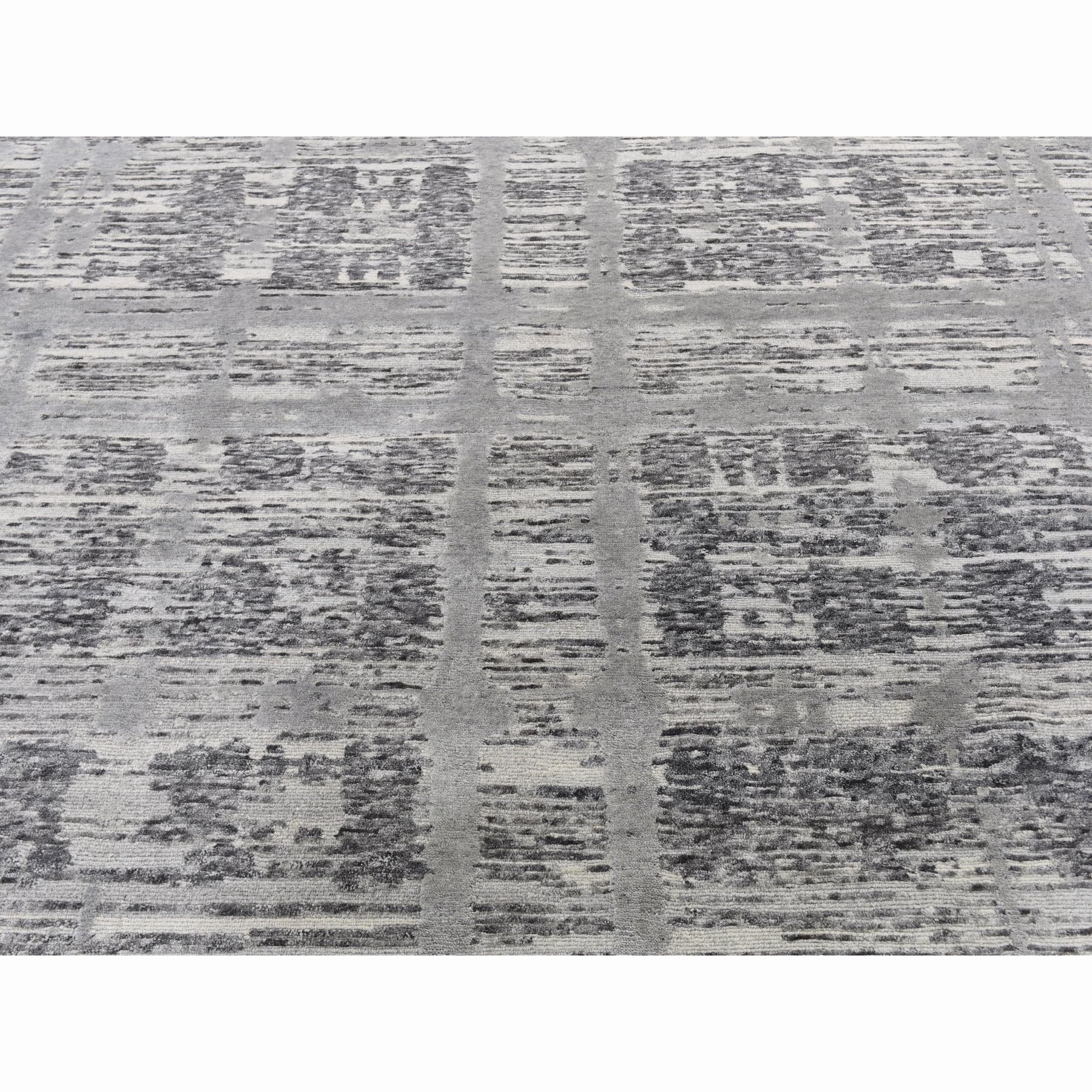 12-3 x12-3  Square Hand Spun Undyed Natural Wool Gray Modern Oriental Hand Knotted Oriental Rug 