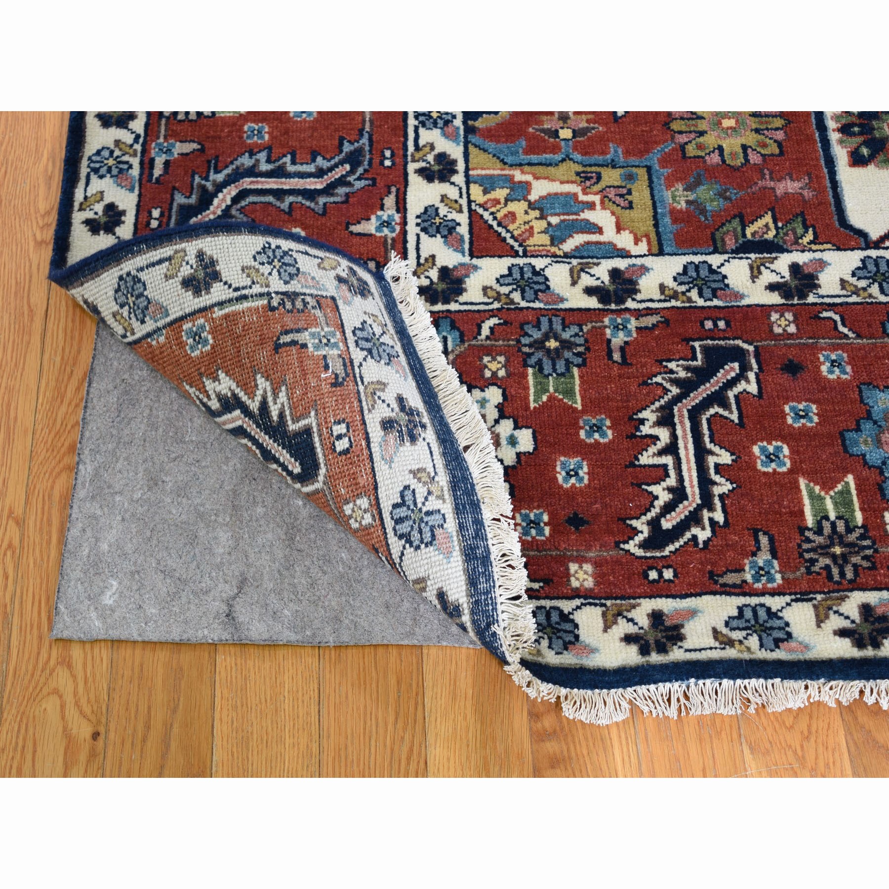 7-10 x10- Navy Blue Heriz Revival Pure Wool Hand Knotted Oriental Rug 