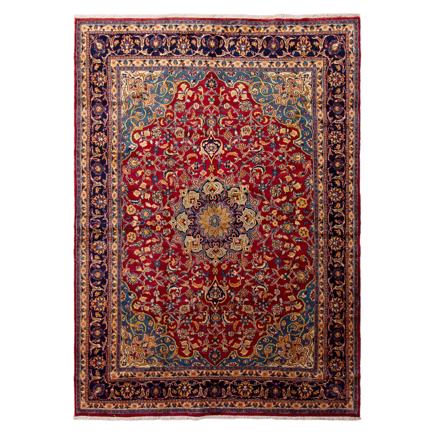 8 X12 4 Red Semi Antique Persian Kashan Full Pile Pure Wool Clean Antique Persian Kashan Full Pile