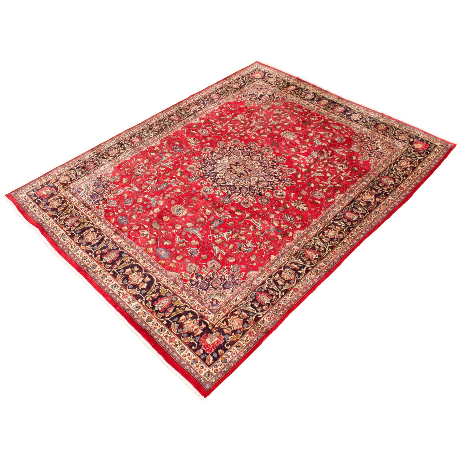 9-6 x12-3  Red Semi Antique Persian Kashan Pure Wool Hand Knotted Oriental Rug 