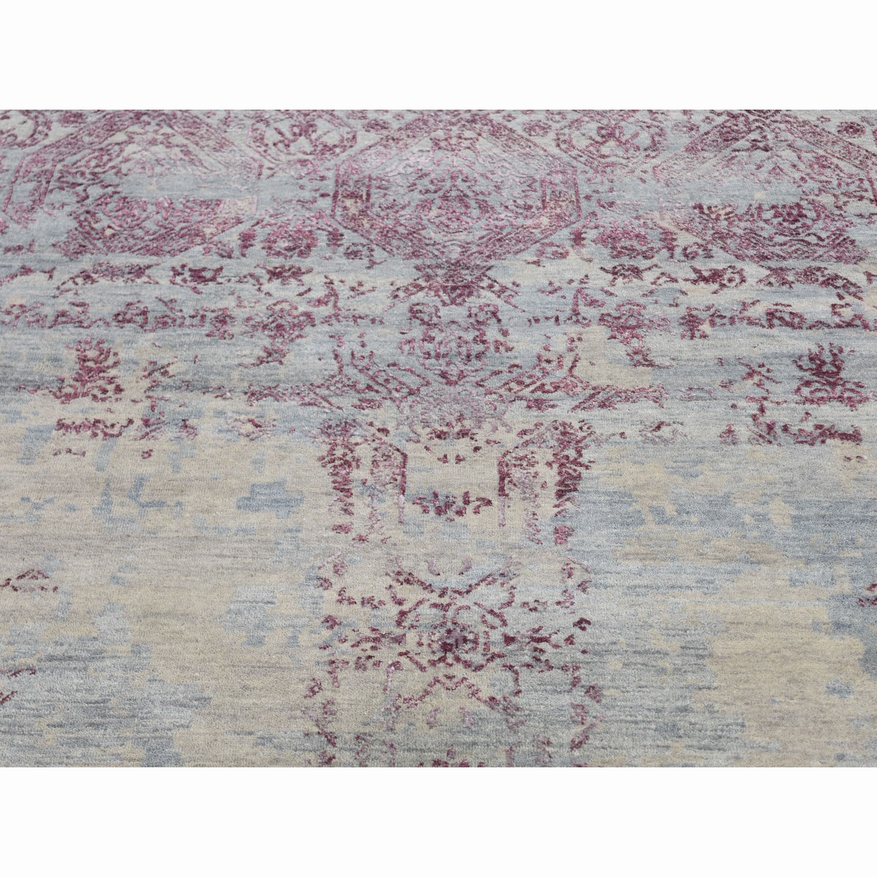 9-x11-7  Hi-Low Pile Abstract Jewellery Design Wool And Silk Hand Knotted Modern Rug 