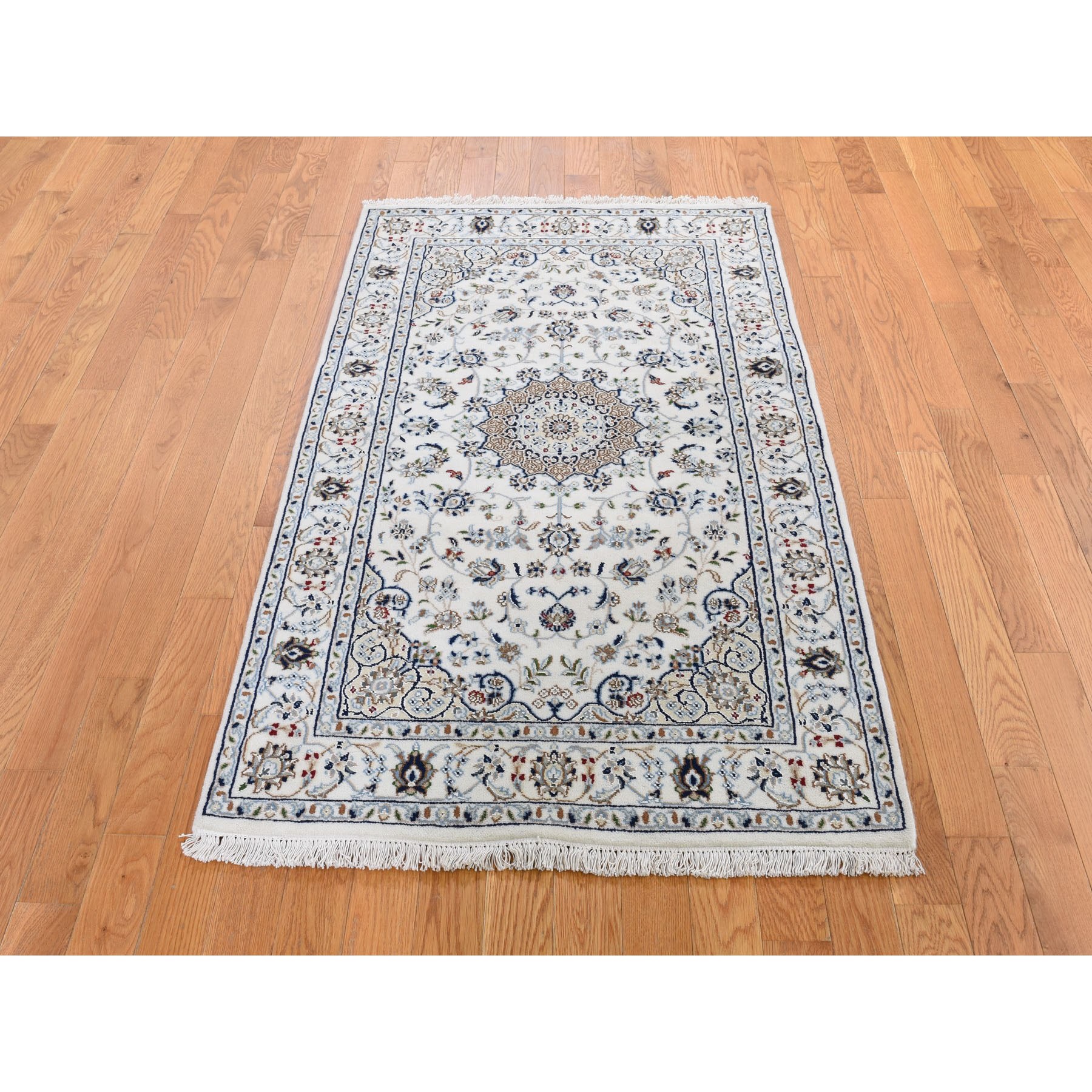 3-2 x5-2  Ivory Nain Wool And Silk 250 KPSI Hand Knotted Oriental Rug 