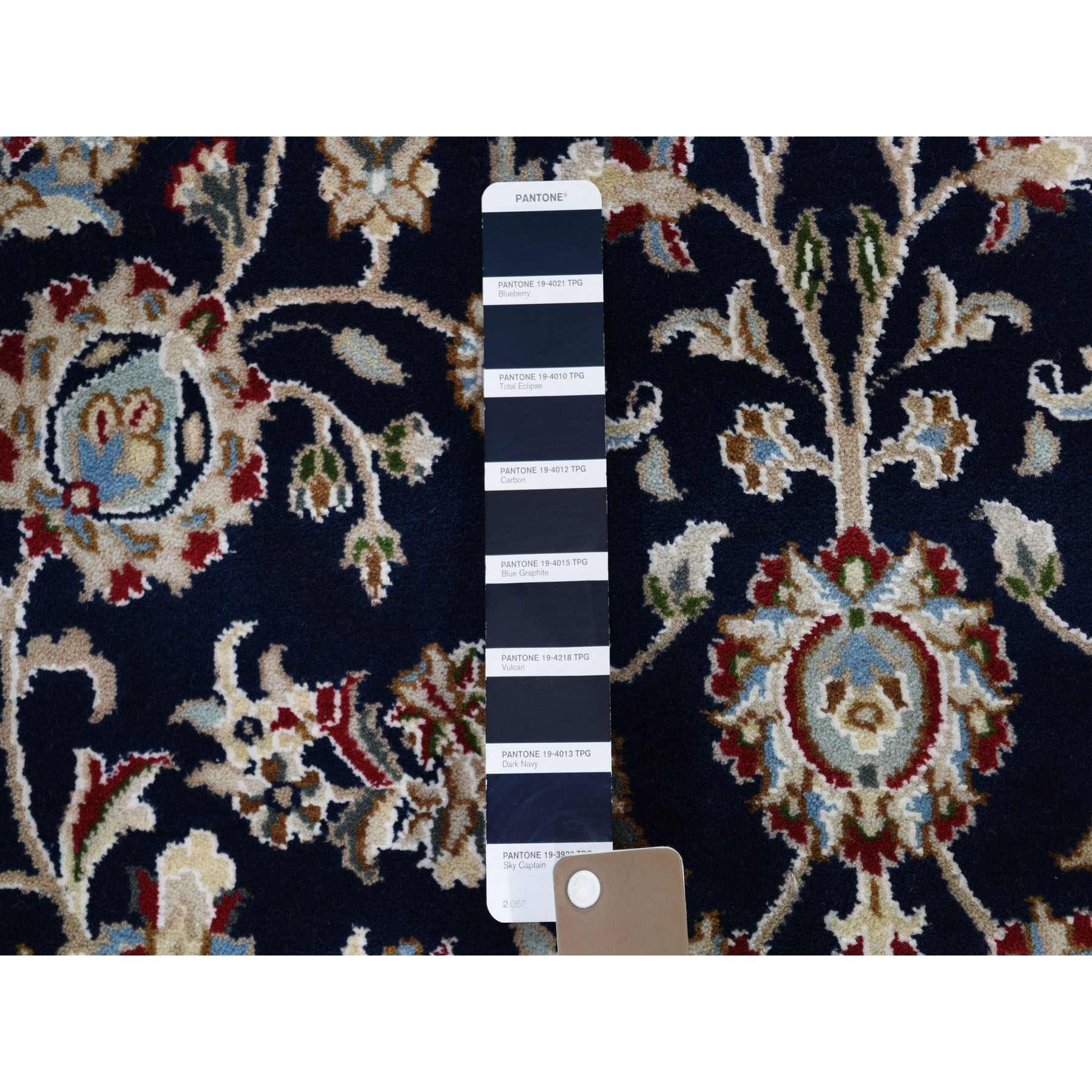 4-10 x6-10  Navy Blue Nain Wool And Silk All Over Design 250 KPSI Hand Knotted Oriental Rug 