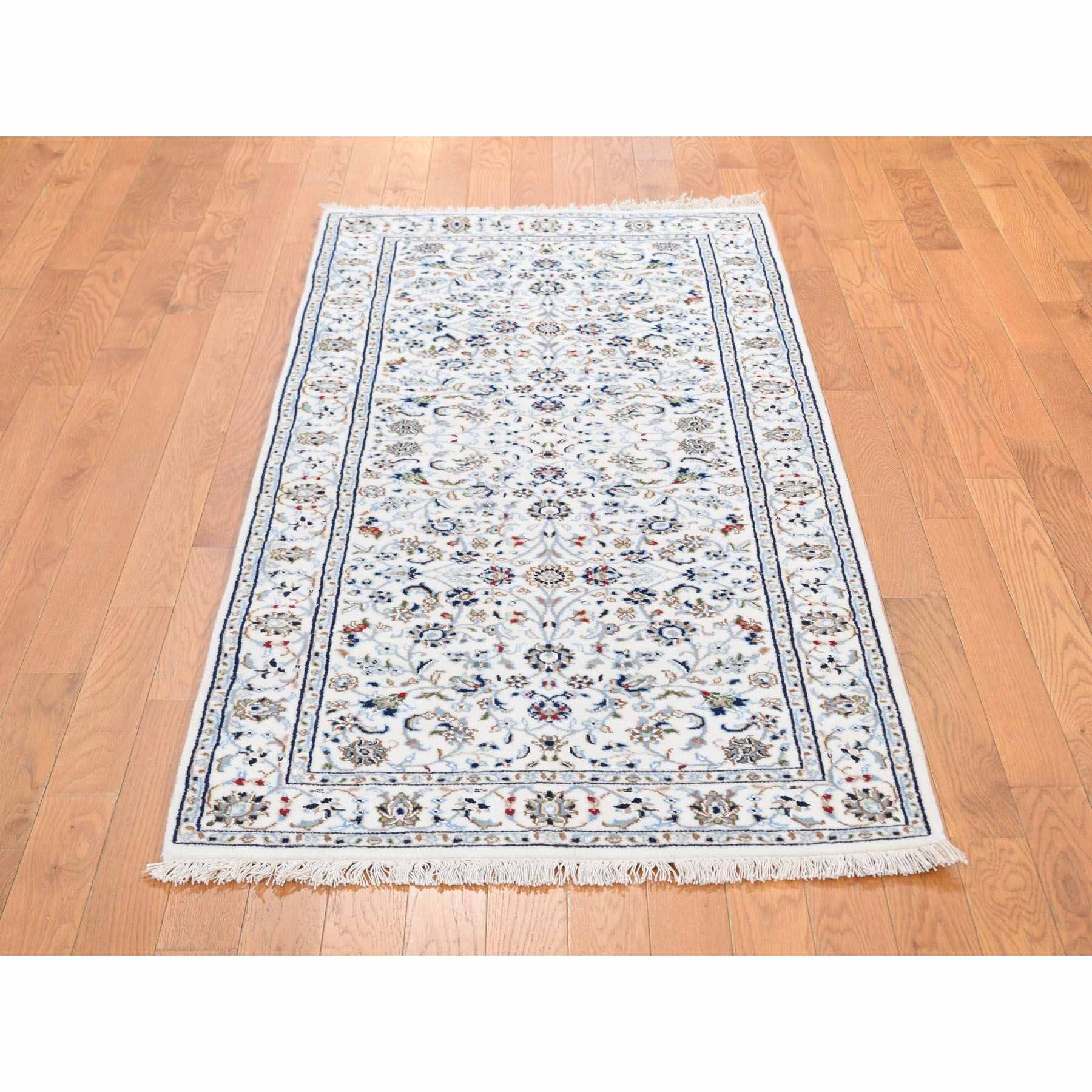 2-9 x6-4  Ivory Nain Wool And Silk All Over Design 250 KPSI Hand Knotted Oriental Rug 