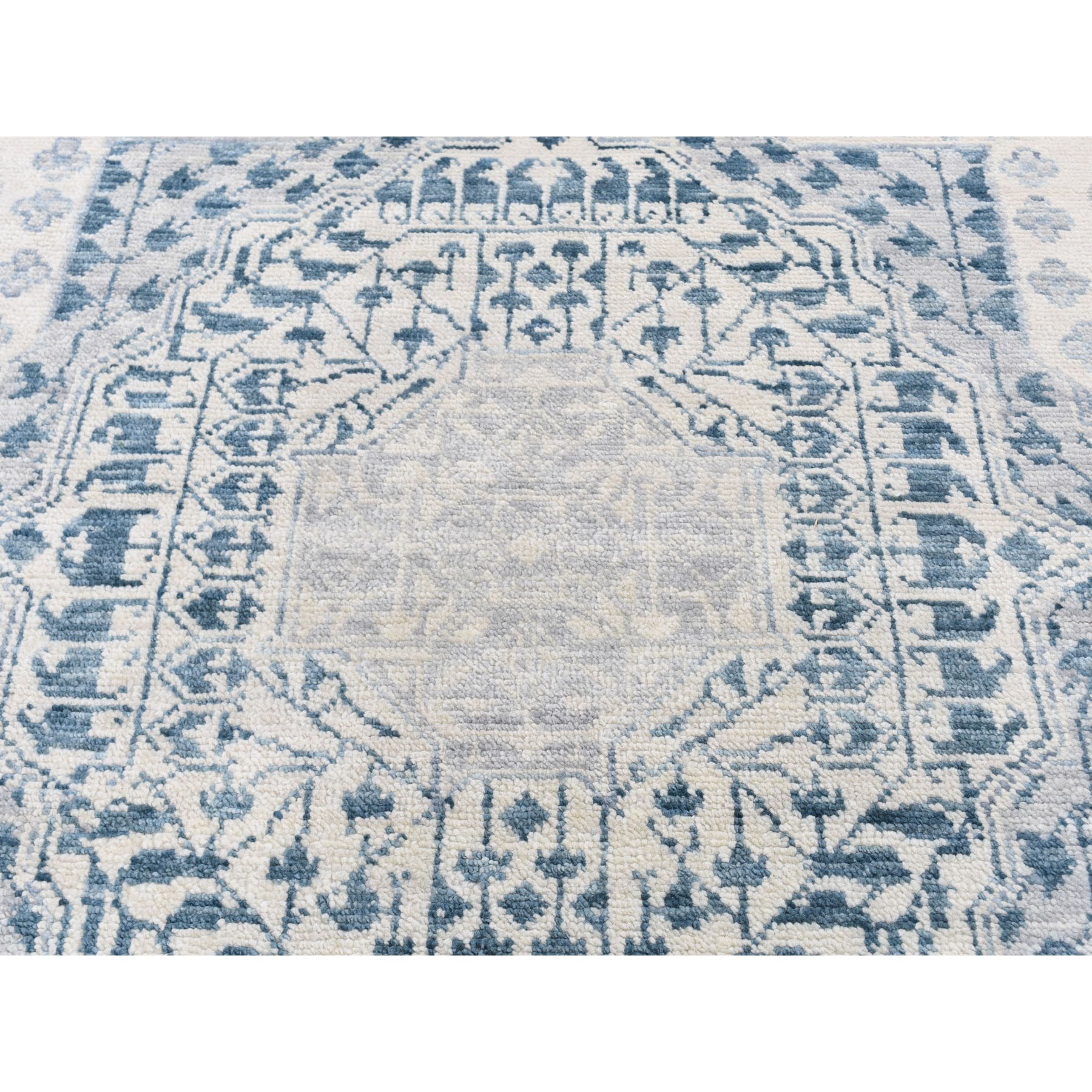 9-1 x12-1  Light Blue Mamluk Design Veg Dyes Hand Spun New Zealand Wool Oriental Rug 