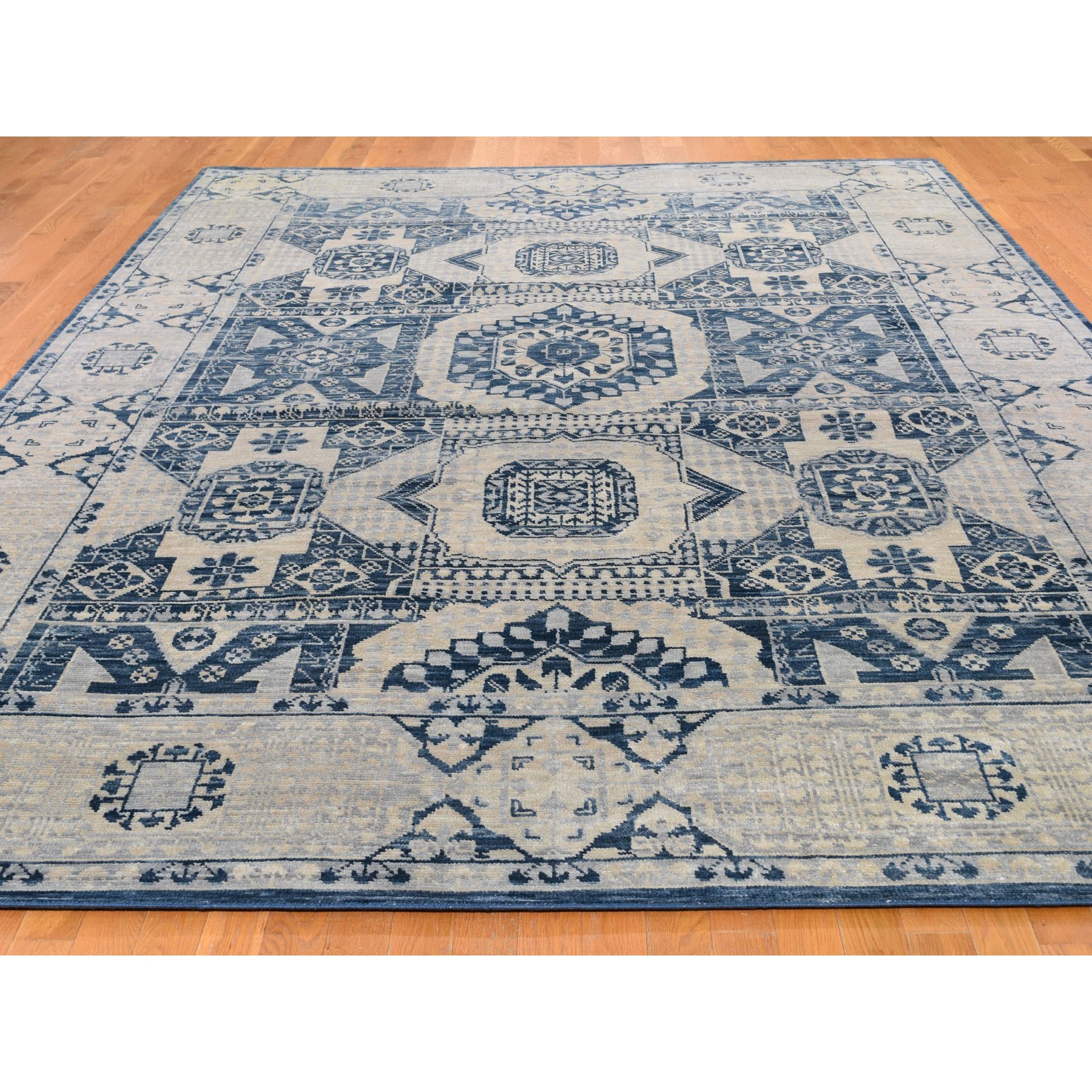 9-1 x12- Blue Mamluk Design Veg Dyes Hand Spun New Zealand Wool Oriental Rug 