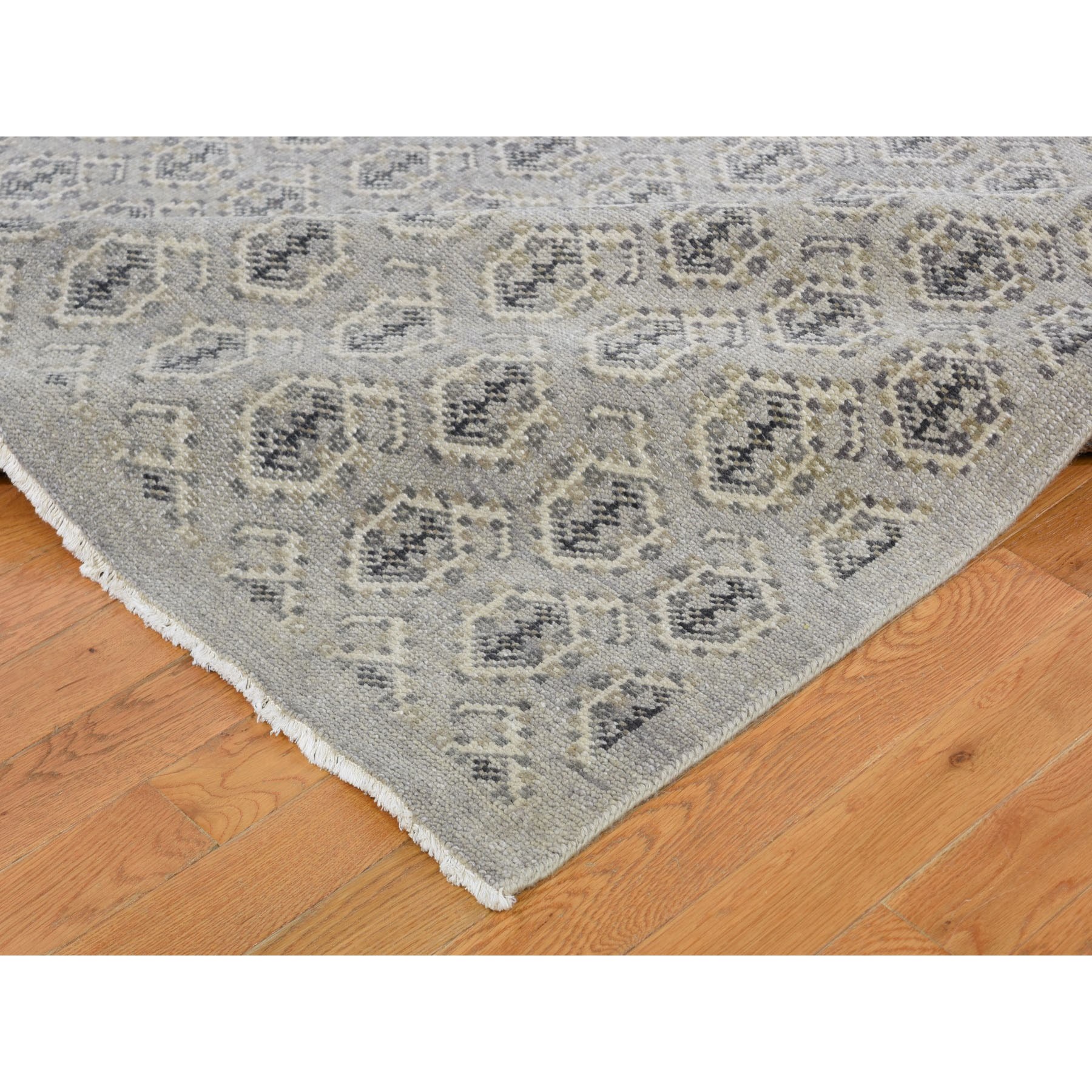 10-x13-9  Gray Paisley Design Turkish Knot Pure Wool Hand Knotted Oriental Rug 