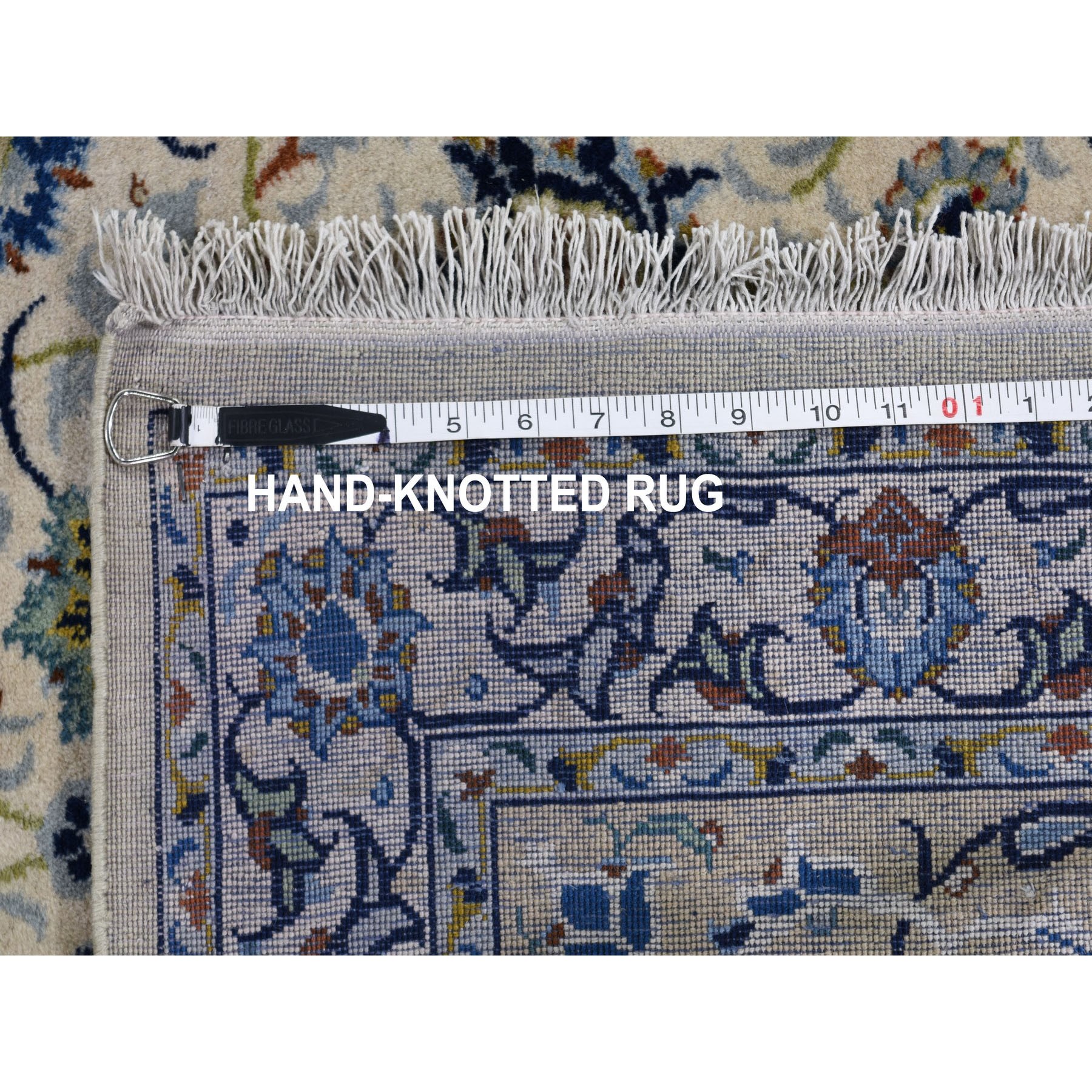 9-4 x12-9  Ivory Kurk Wool Vintage Persian Kashan Full Pile Clean Hand Knotted Oriental Rug 