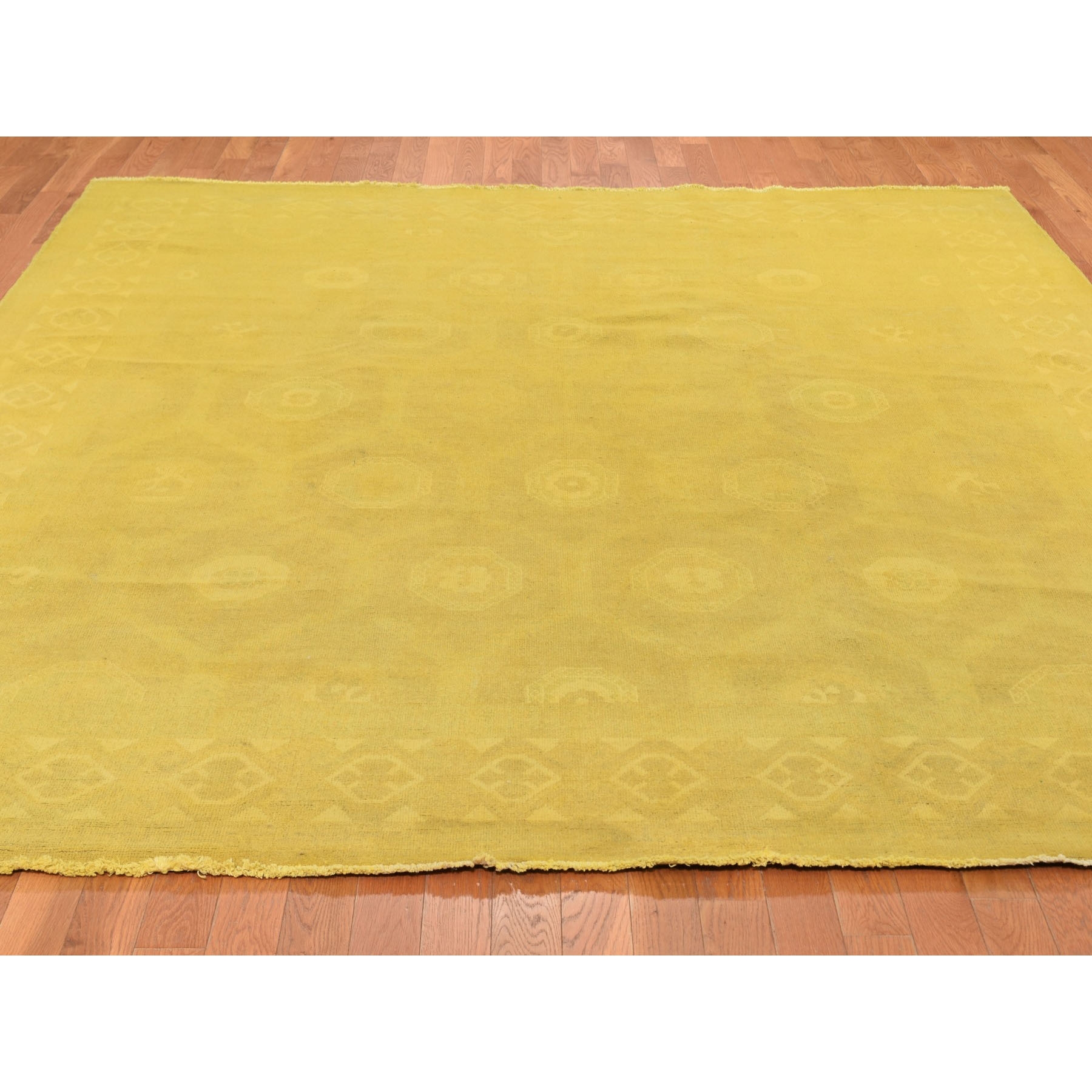 8-3 x9-9  Yellow Overdyed Peshawar Hand Knotted Pure Wool Oriental Rug 
