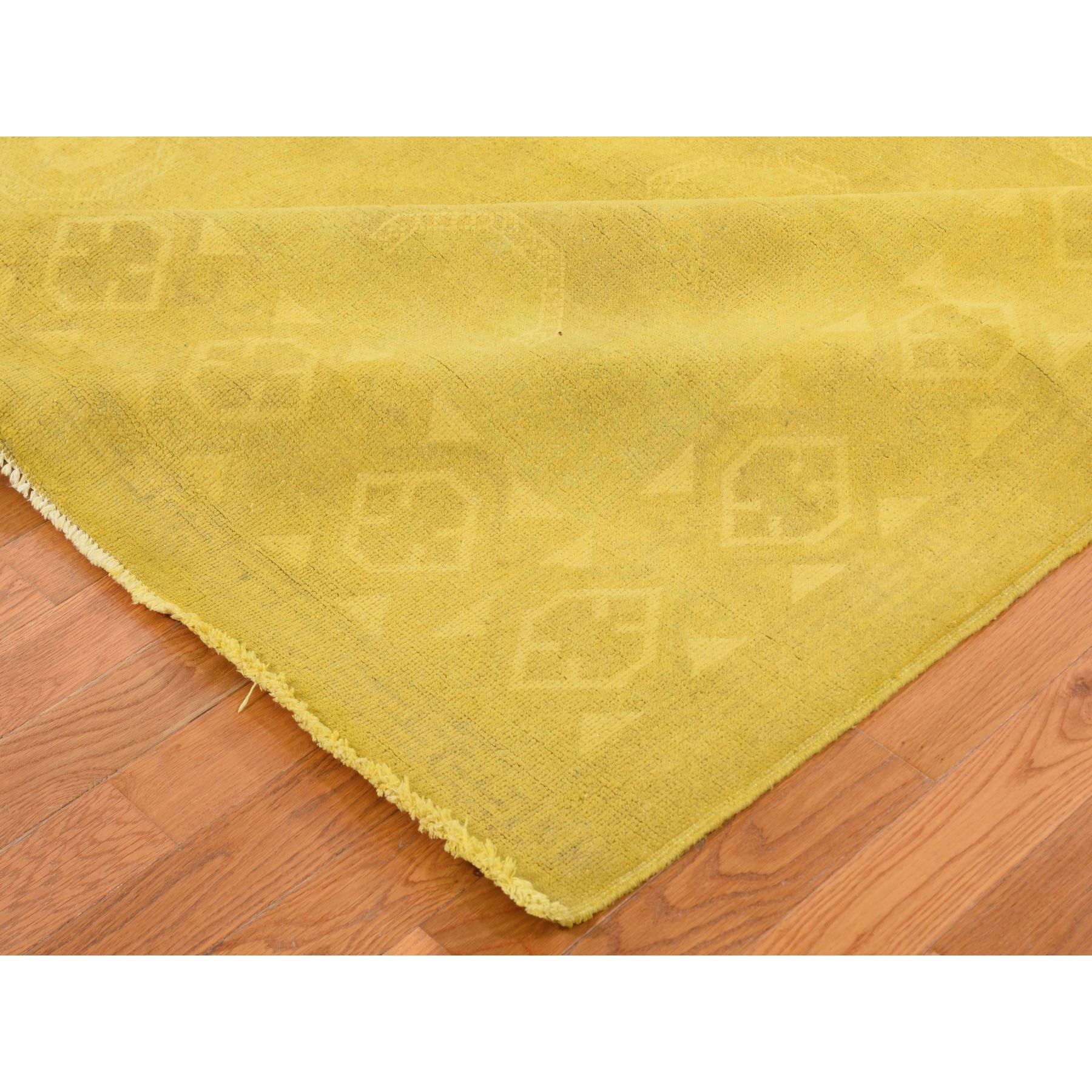 8-3 x9-9  Yellow Overdyed Peshawar Hand Knotted Pure Wool Oriental Rug 