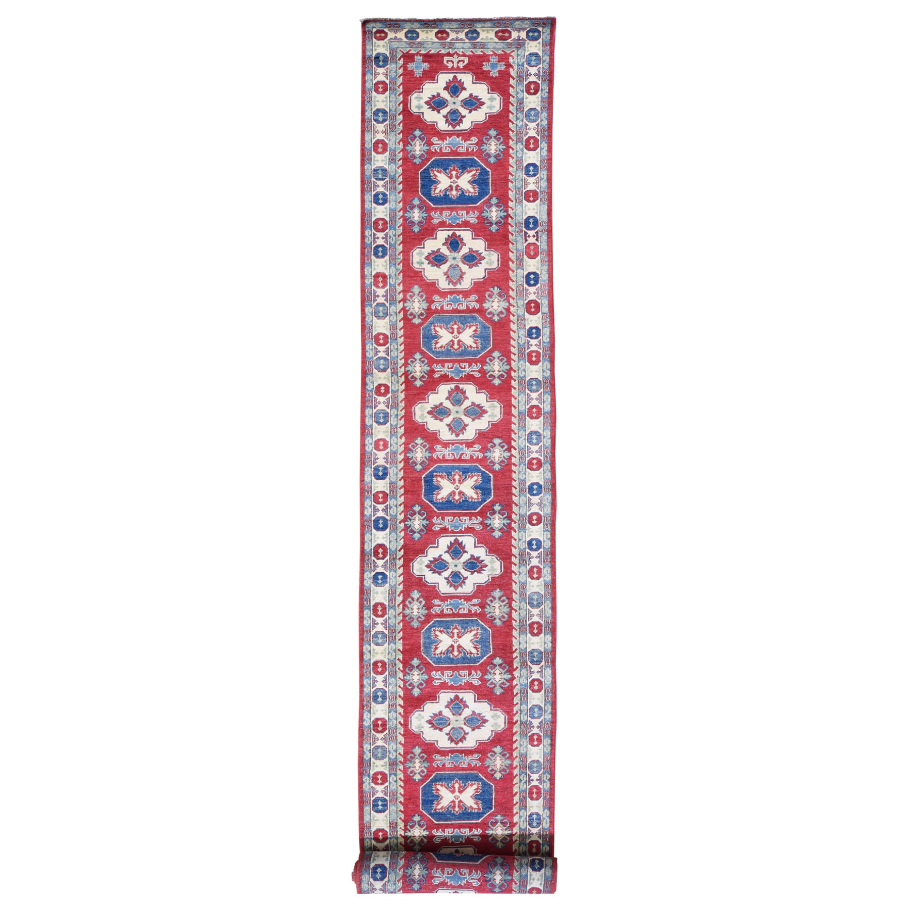 2'8"X20' Red Kazak Tribal Design Xl Runner Pure Wool Hand Knotted Oriental Rug moad8007