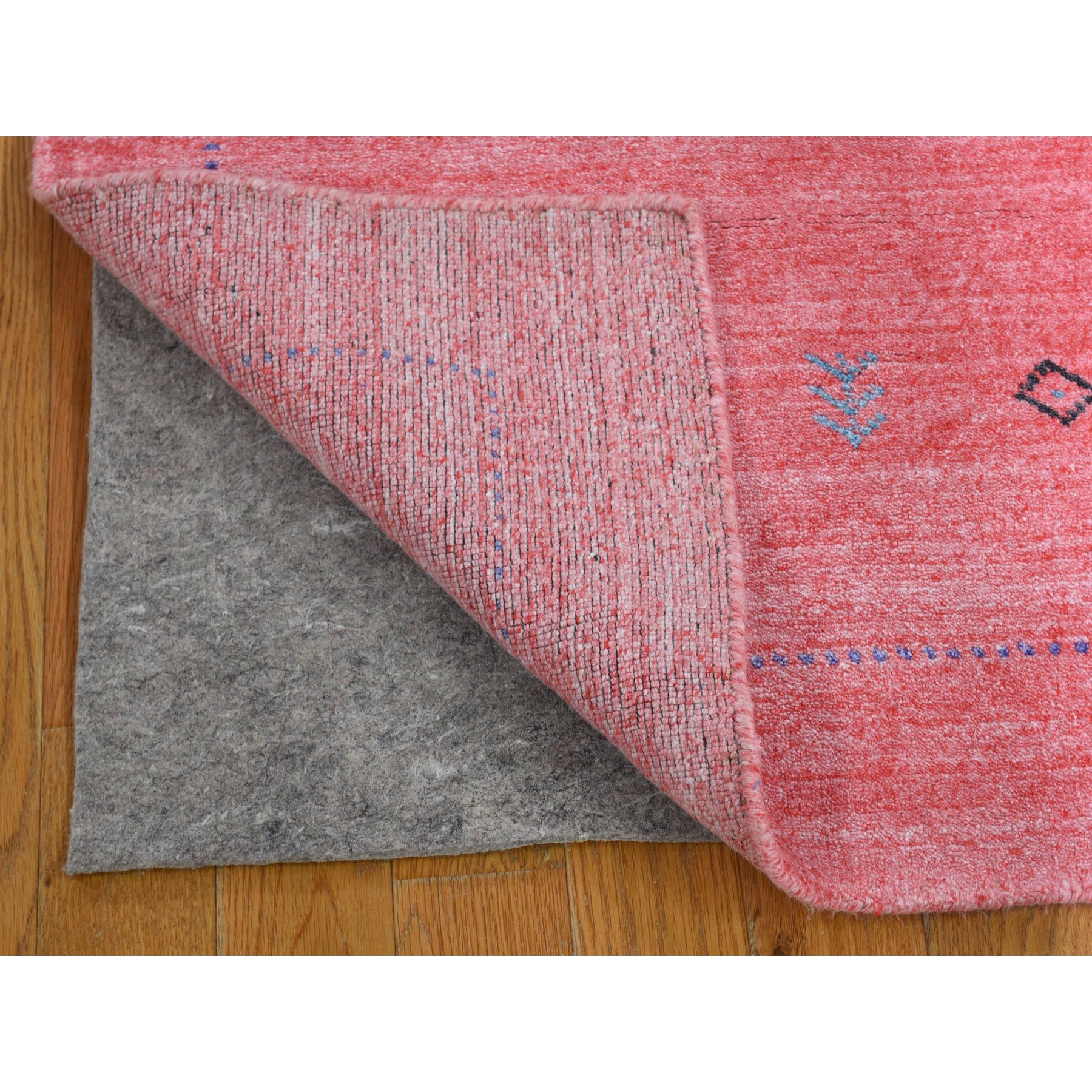 2-8 x13-6  Pink Wool and Silk Hand Loomed Gabbeh Runner Oriental Rug 