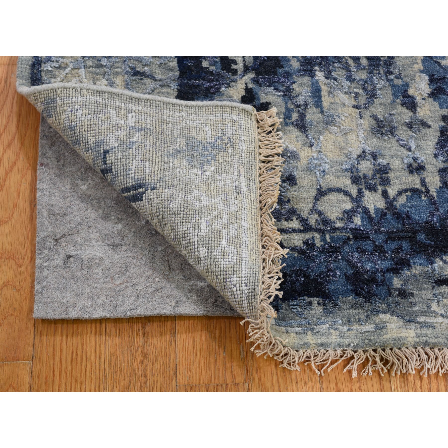 3-x5- Wool And Silk Shibori Design Tone On Tone Hand Knotted Oriental Rug 
