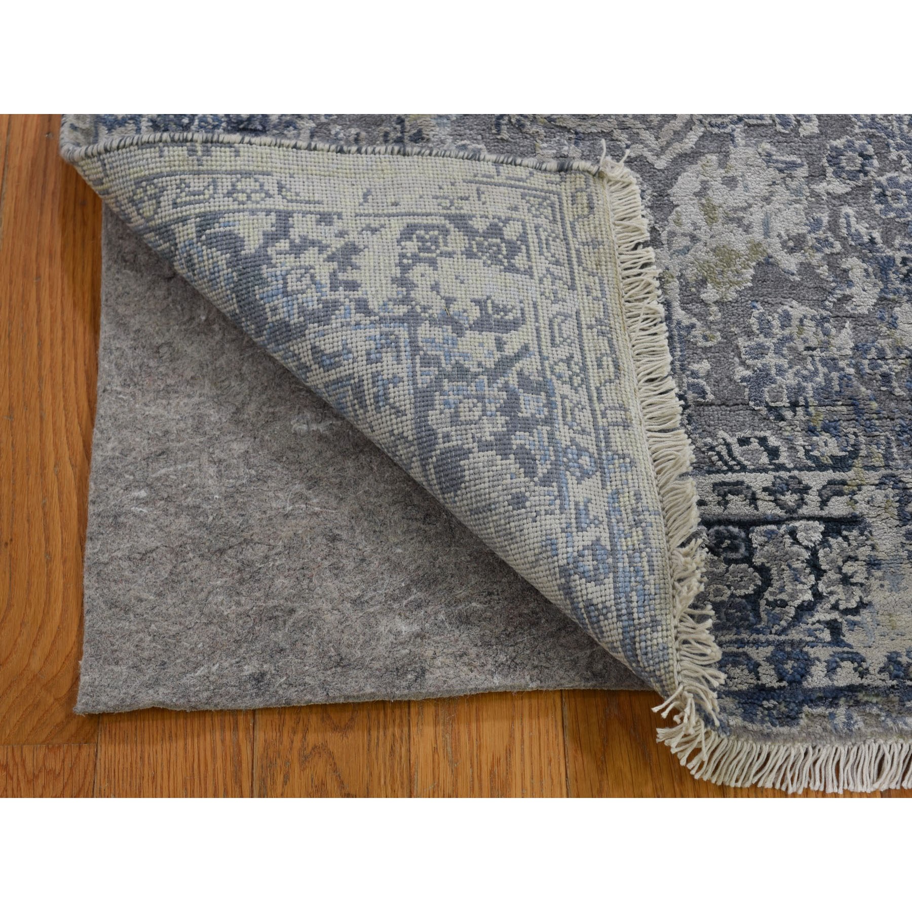2-5 x8- Gray Broken Persian Design With Pure Silk Runner Hand Knotted Oriental Rug 