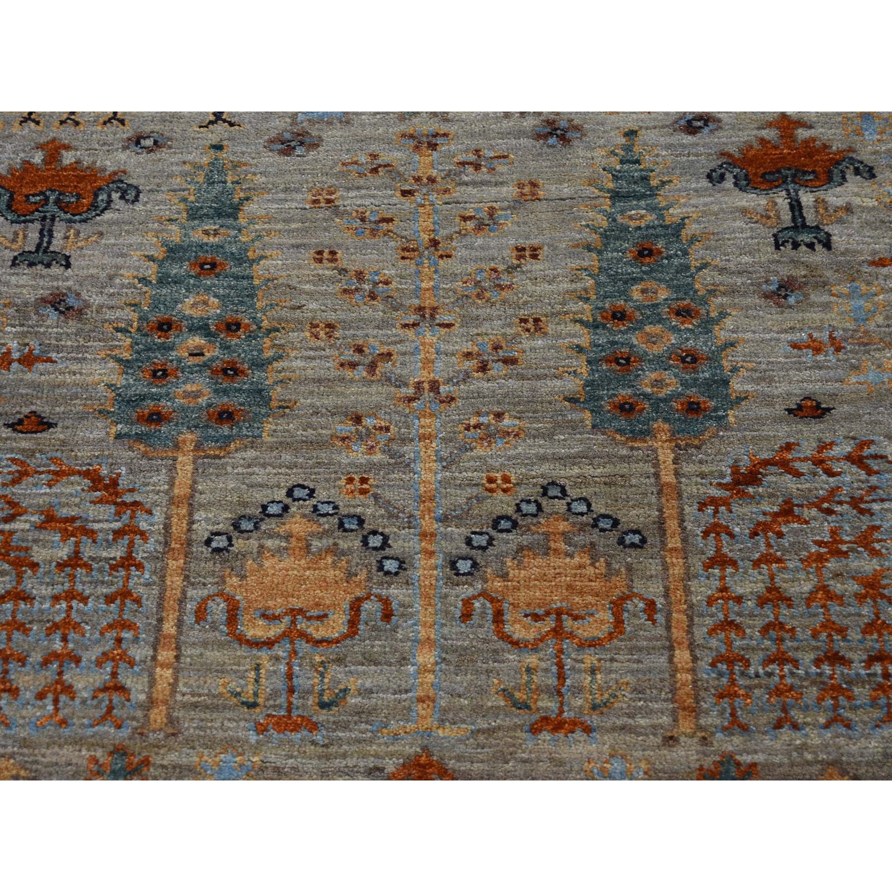 2-6 x12-4  Gray Peshawar Willow And Cypress Tree Design Hand Knotted Oriental Runner Rug 