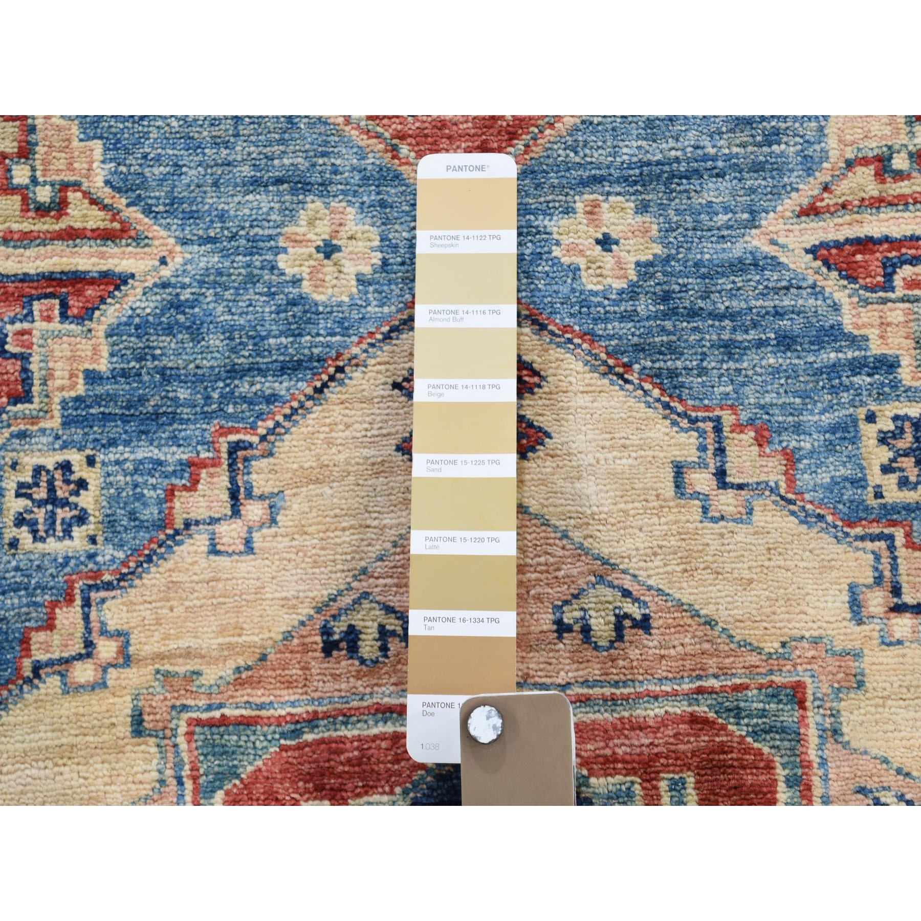 4-7 x6-7  Beige Super Kazak Pure Wool Geometric Design Hand Knotted Oriental Rug 